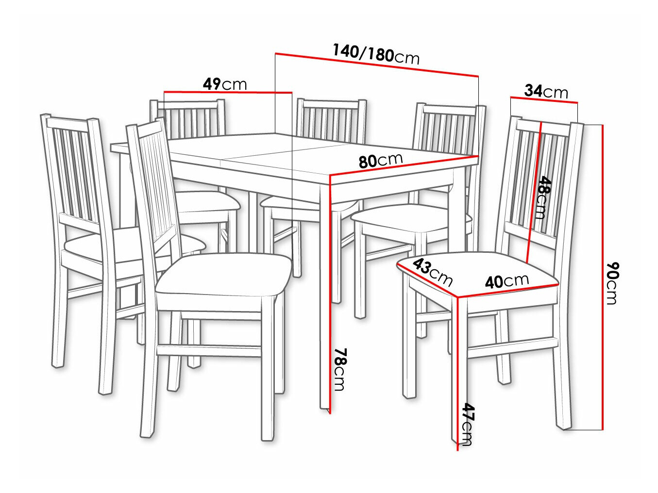 Маса и столове за трапезария Victorville 320 (Бял)