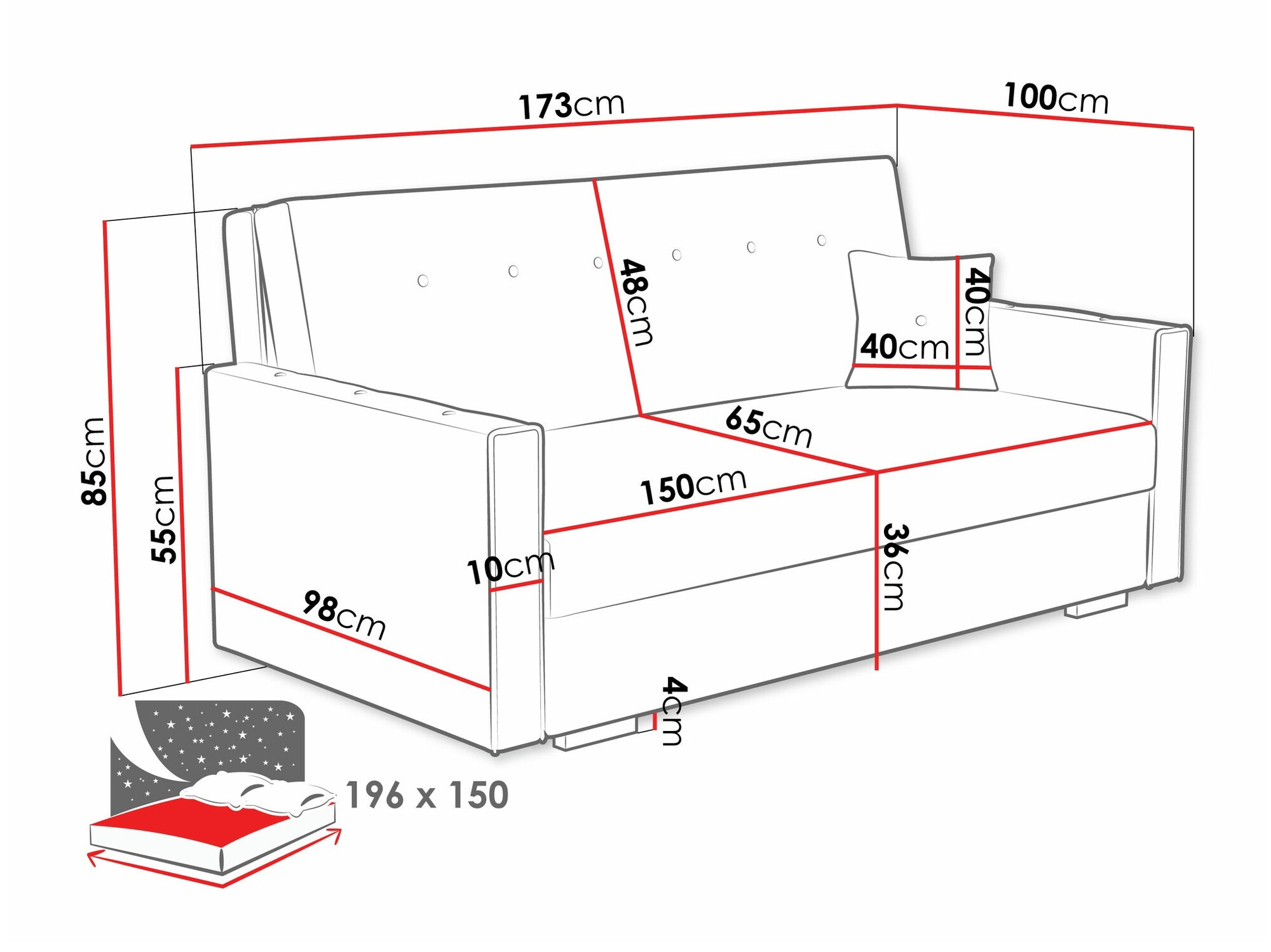 Разтегателен диван Caelrin IV (Coral 15)