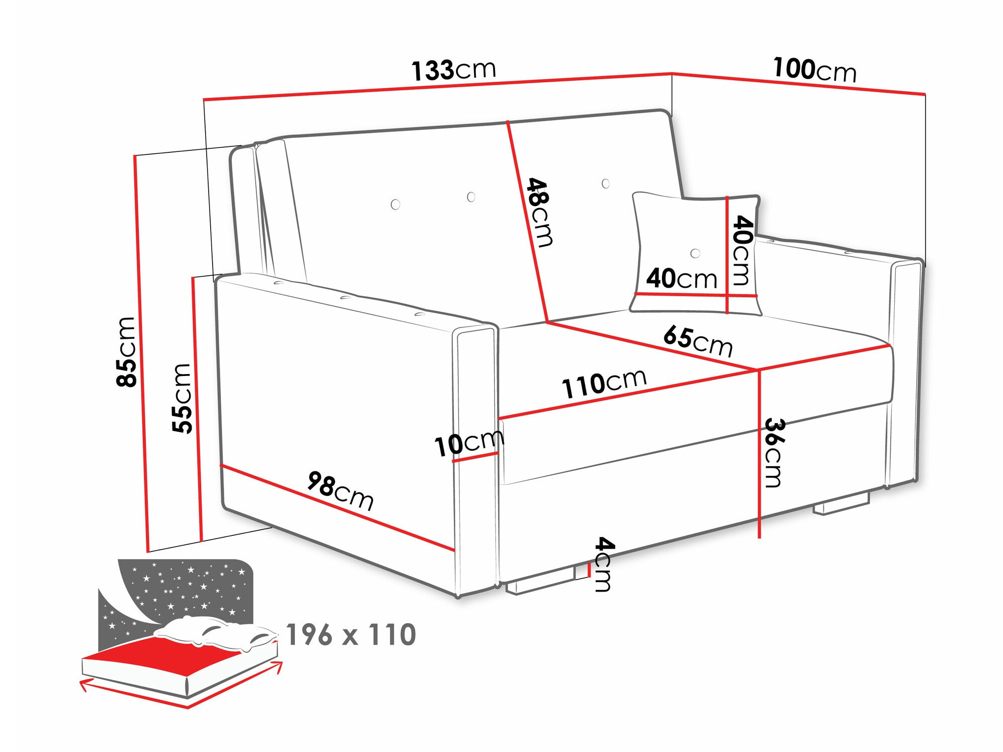 Разтегателен диван Caelrin II (Coral 65)