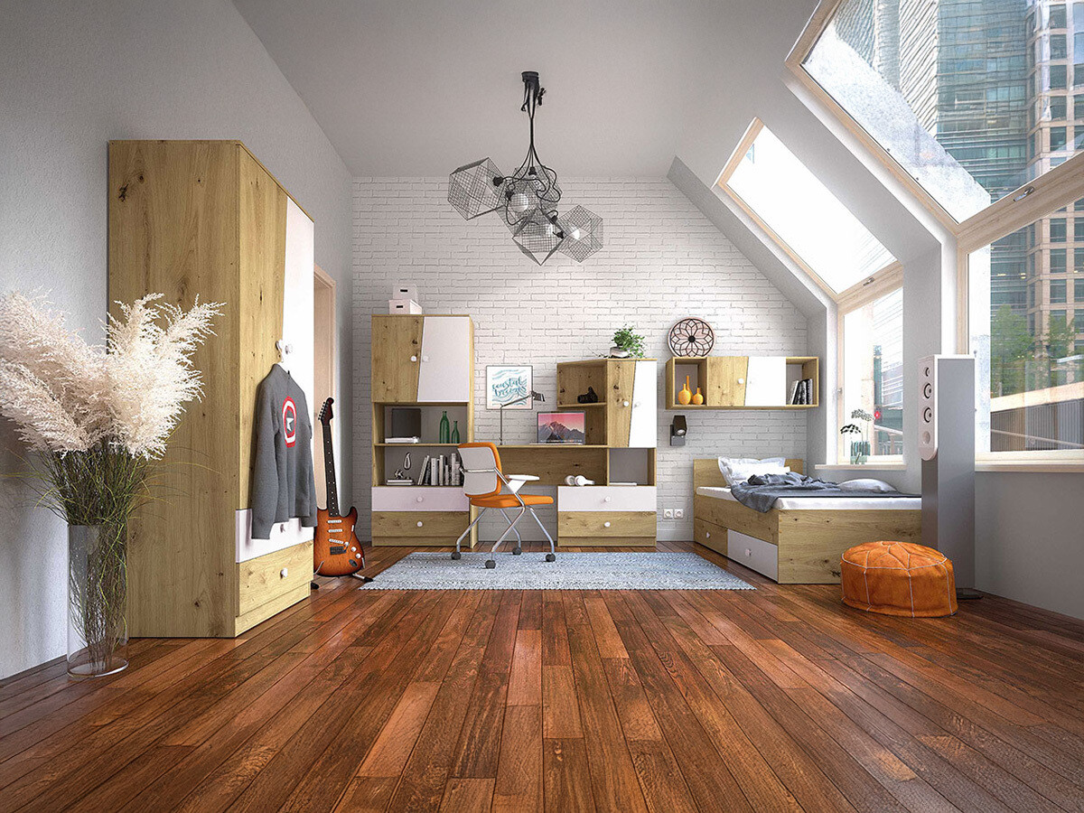 Мебелен комплект Almira 114 (Artisan дъб + Бял)