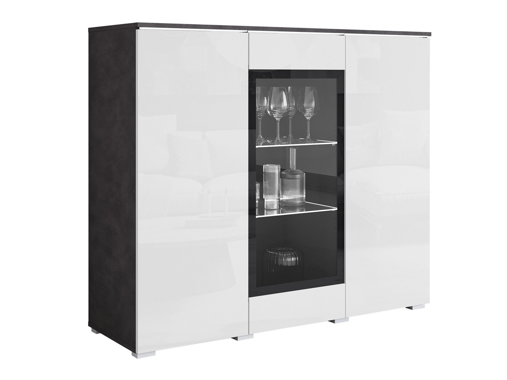 Шкаф Sarasota 186 (Matera сив + Бял гланц)