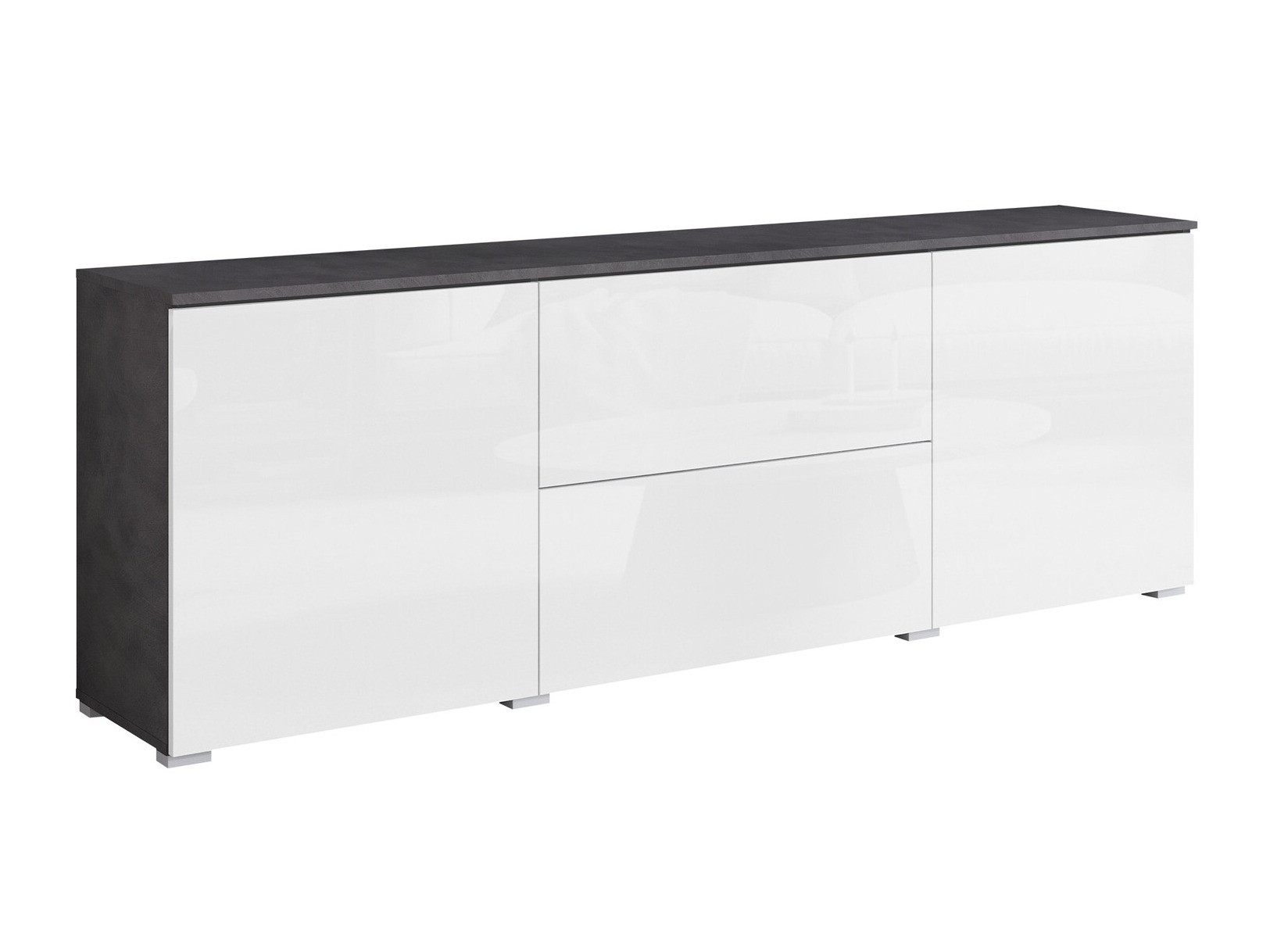 ТВ шкаф Mirfivo 104 (Matera сив + Бял гланц)