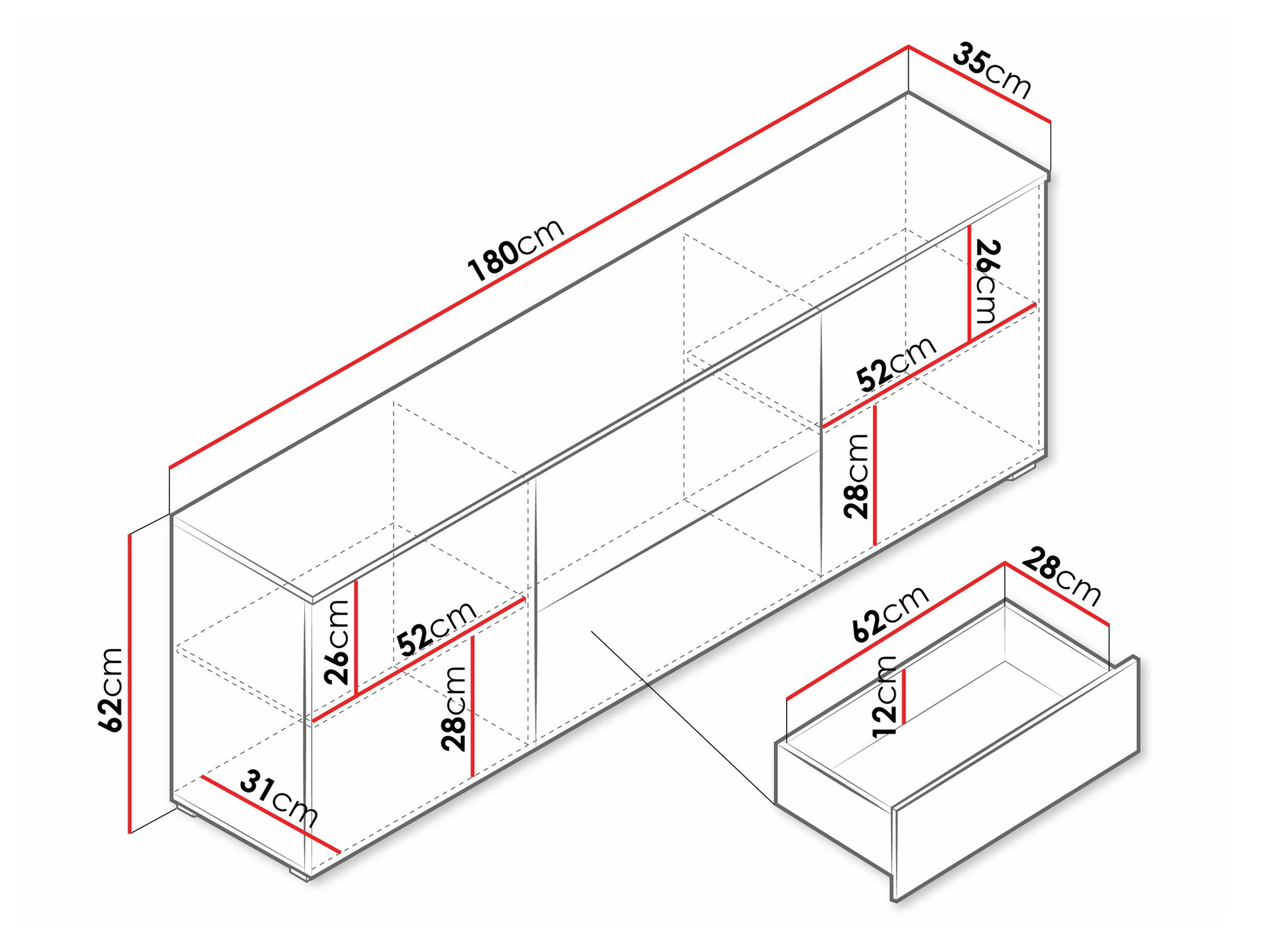 ТВ шкаф Sarasota 190 (Бял + Бял гланц)