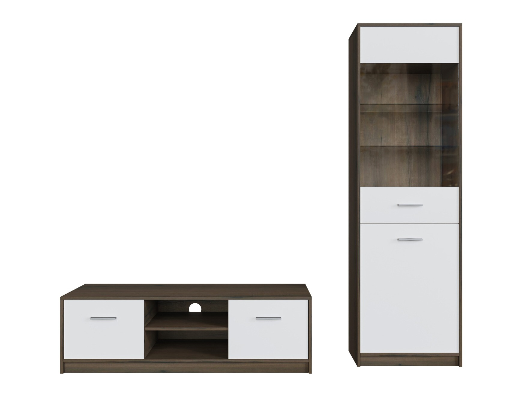 Комплект за хол Novsore 161 (Тъмен дъб + Бял)