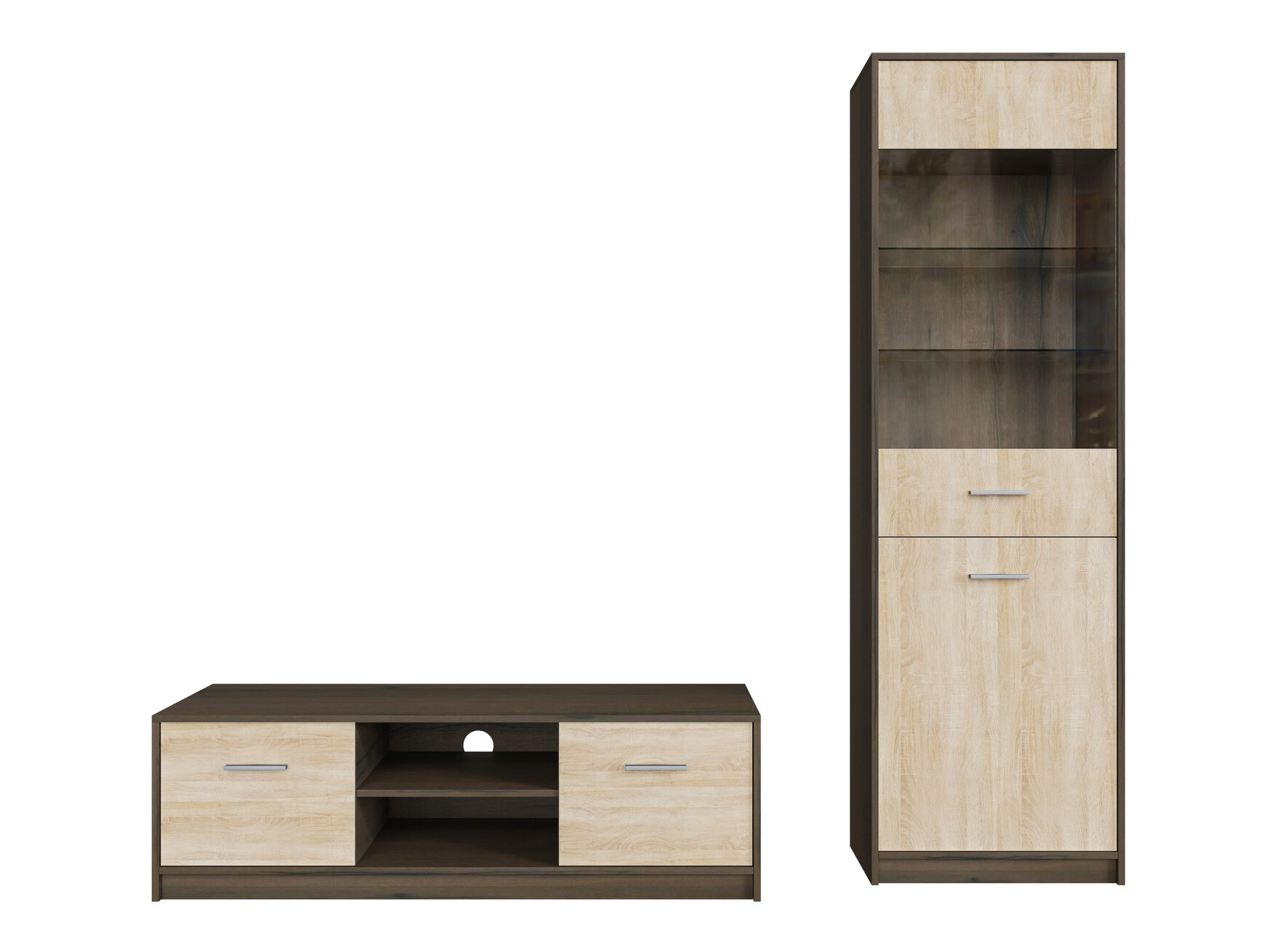 Комплект за хол Novsore 161 (Тъмен дъб + Сонома дъб)