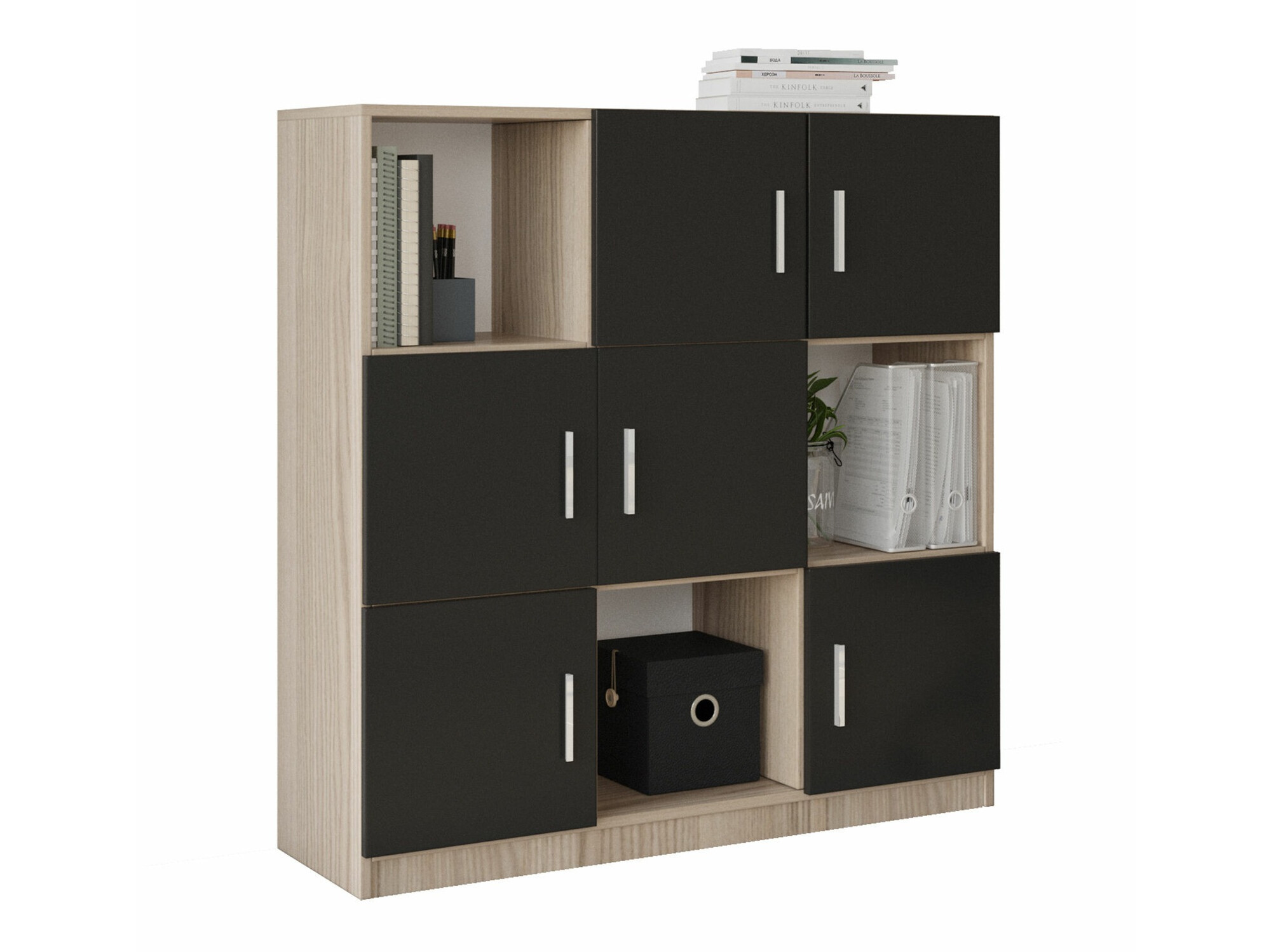 Шкаф Kailua 2422 (Черен + Дъб)