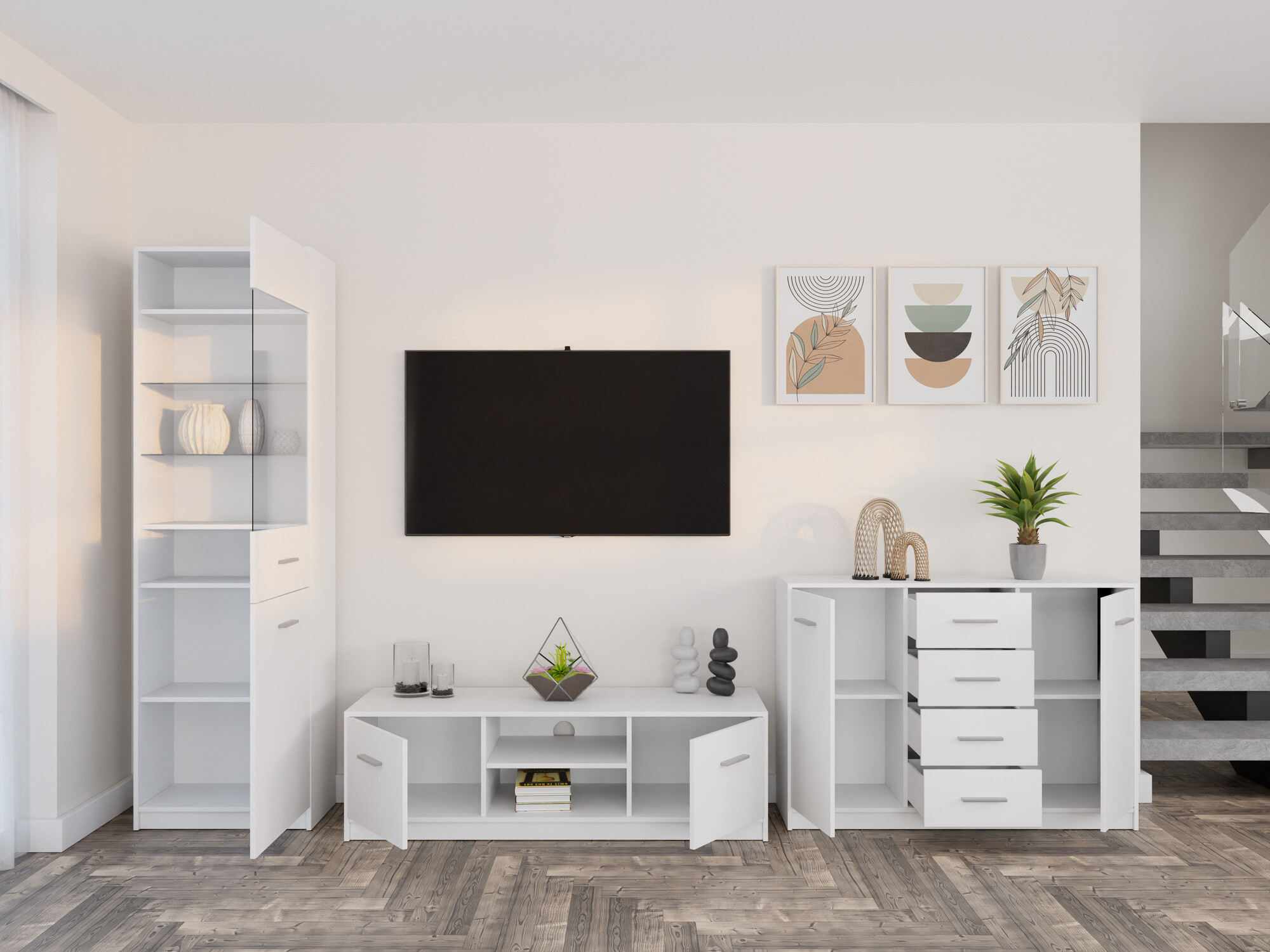 Комплект за хол Novsore 162 (Бял)