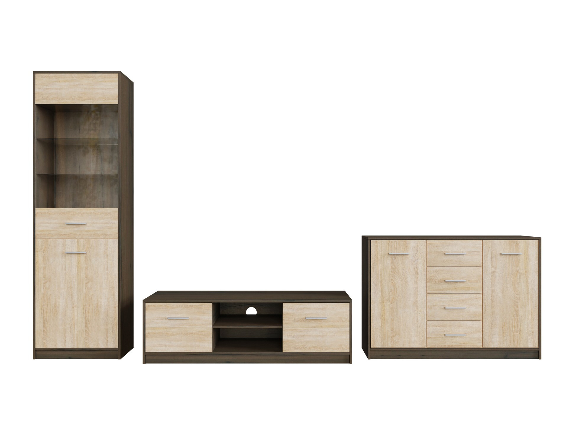 Комплект за хол Novsore 162 (Тъмен дъб + Сонома дъб)