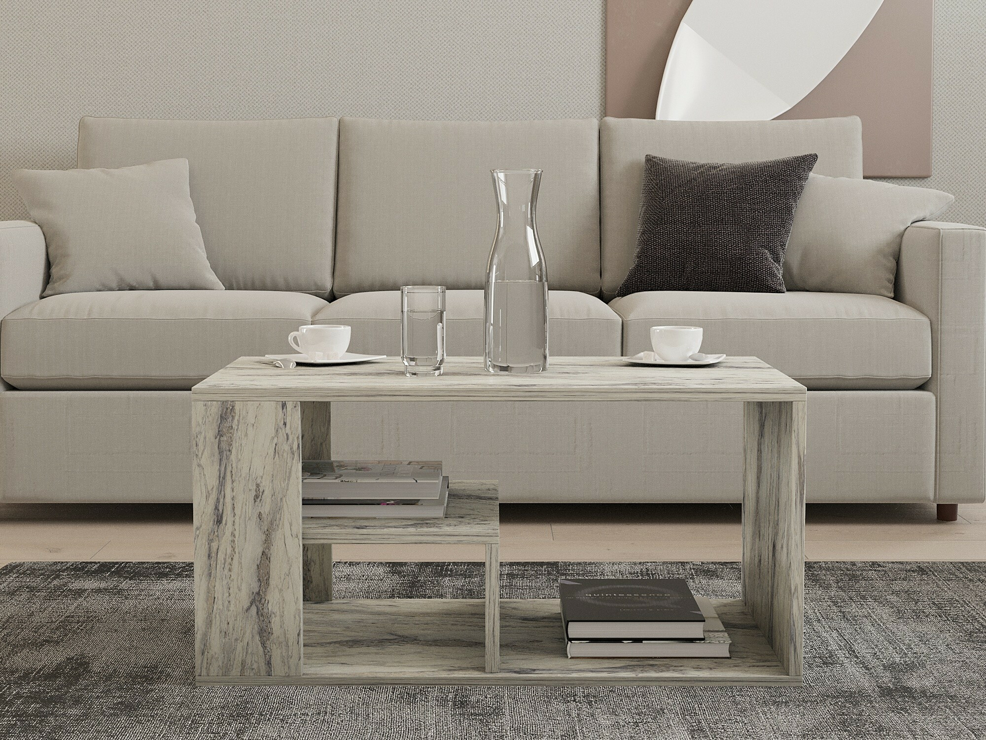 Масичка за кафе Kailua 2435 (Бял мрамор)