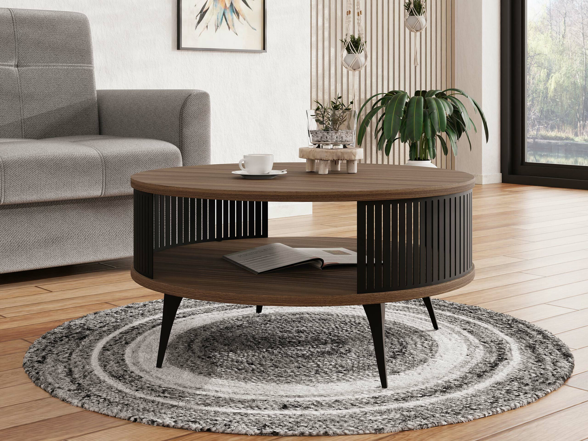 Масичка за кафе Vitum (Черен + Орех)