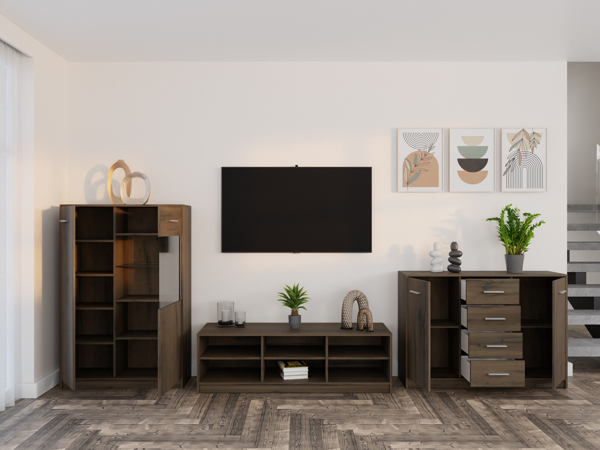 Комплект за хол Novsore 165 (Тъмен дъб)