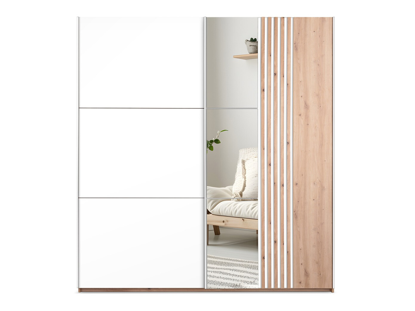 Гардероб Honolulu 253 (Бял + Дъб уотан)