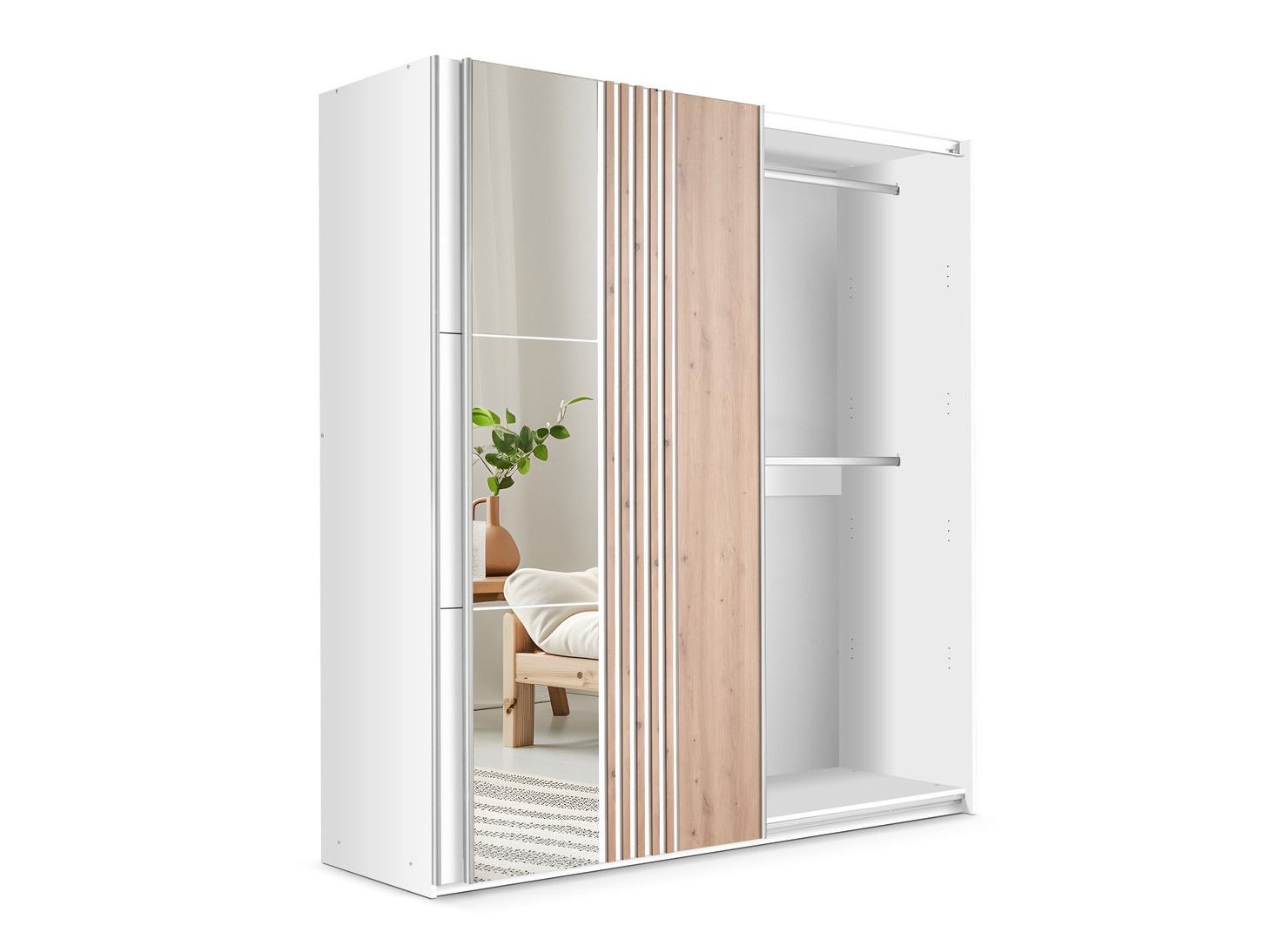 Гардероб Honolulu 253 (Бял + Дъб уотан)