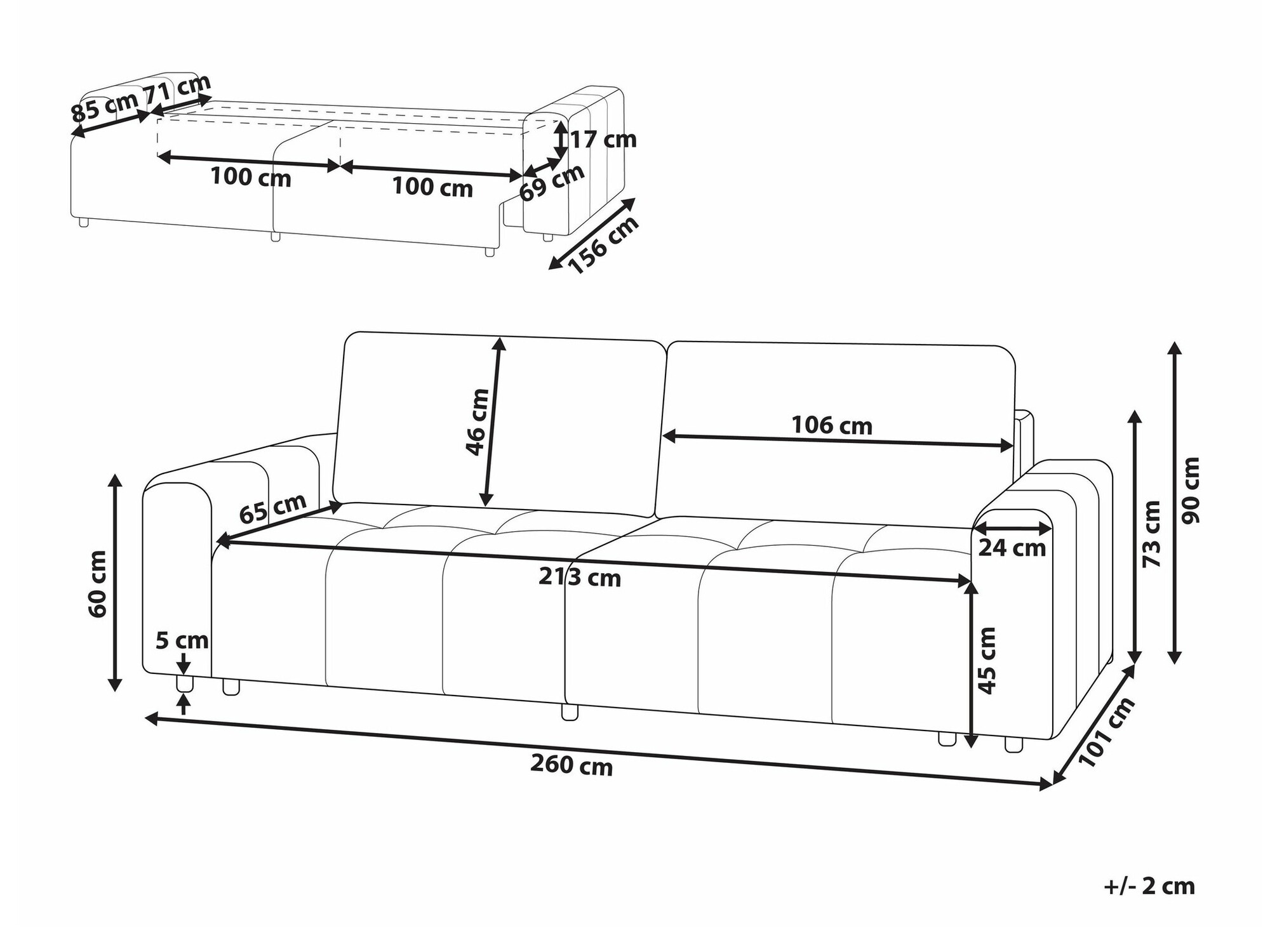 Разтегателен диван Mirtivi 100 (Кафяв)
