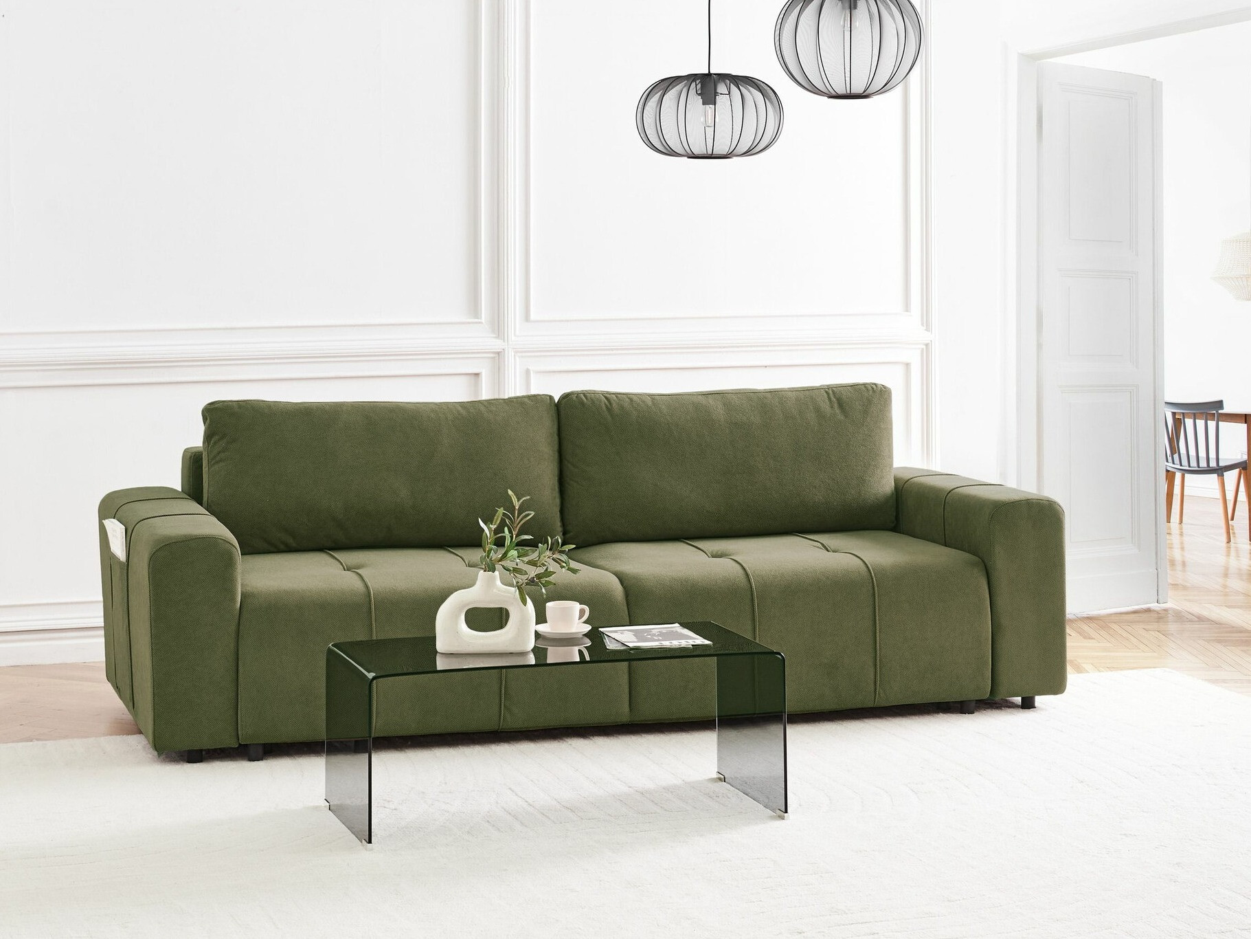 Разтегателен диван Mirtivi 100 (Зелен)