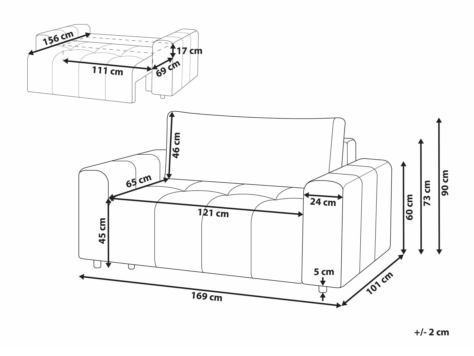 Разтегателен диван Mirtivi 101 (Кафяв)