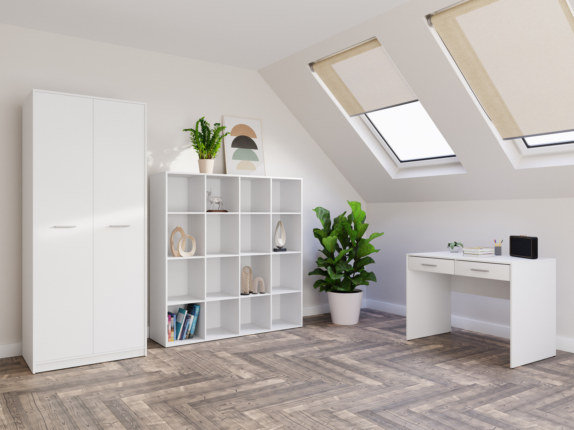 Комплект за домашен офис Novsore 166 (Бял)