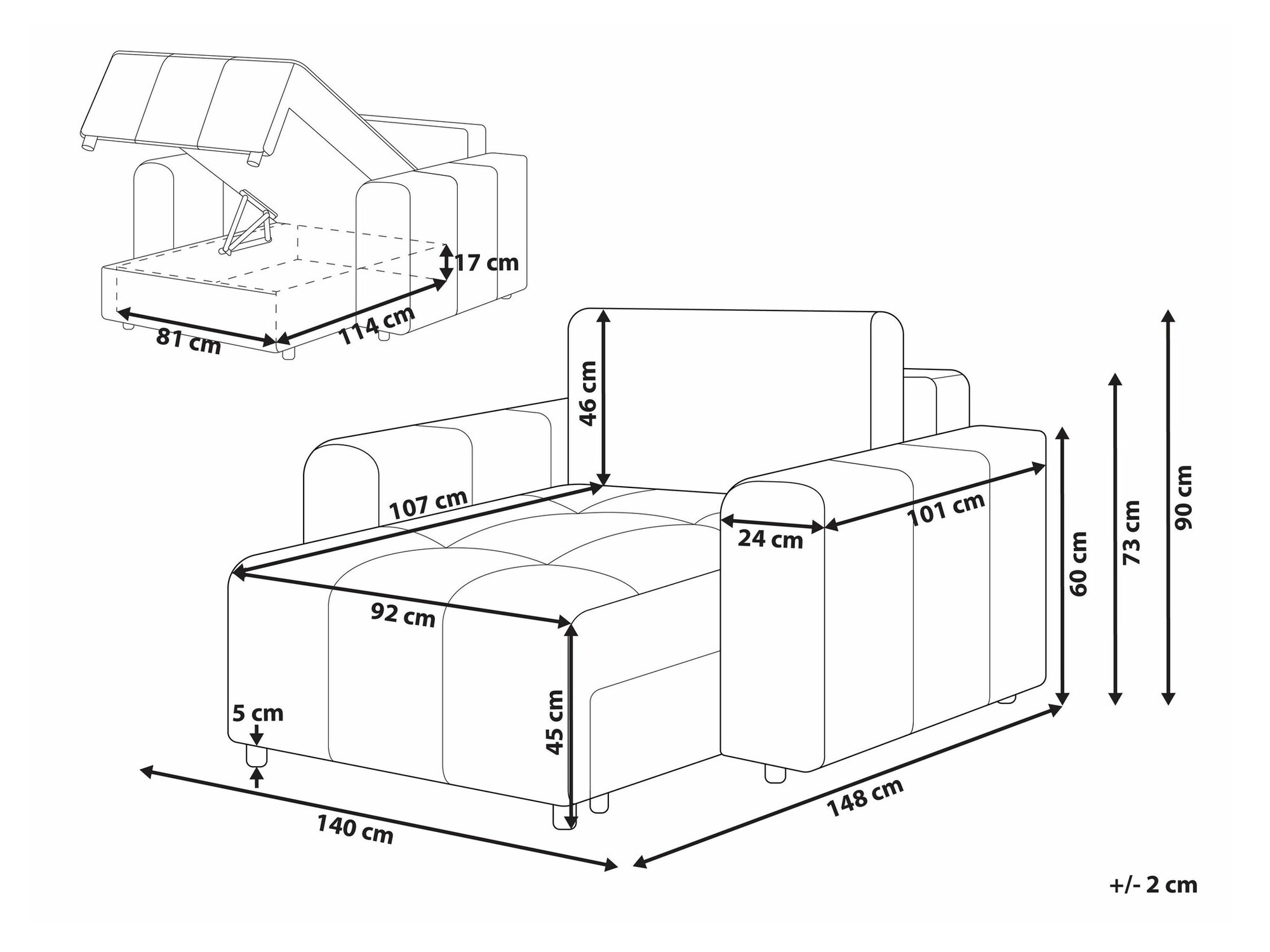 Кушетка Mirtivi 103 (Кафяв)