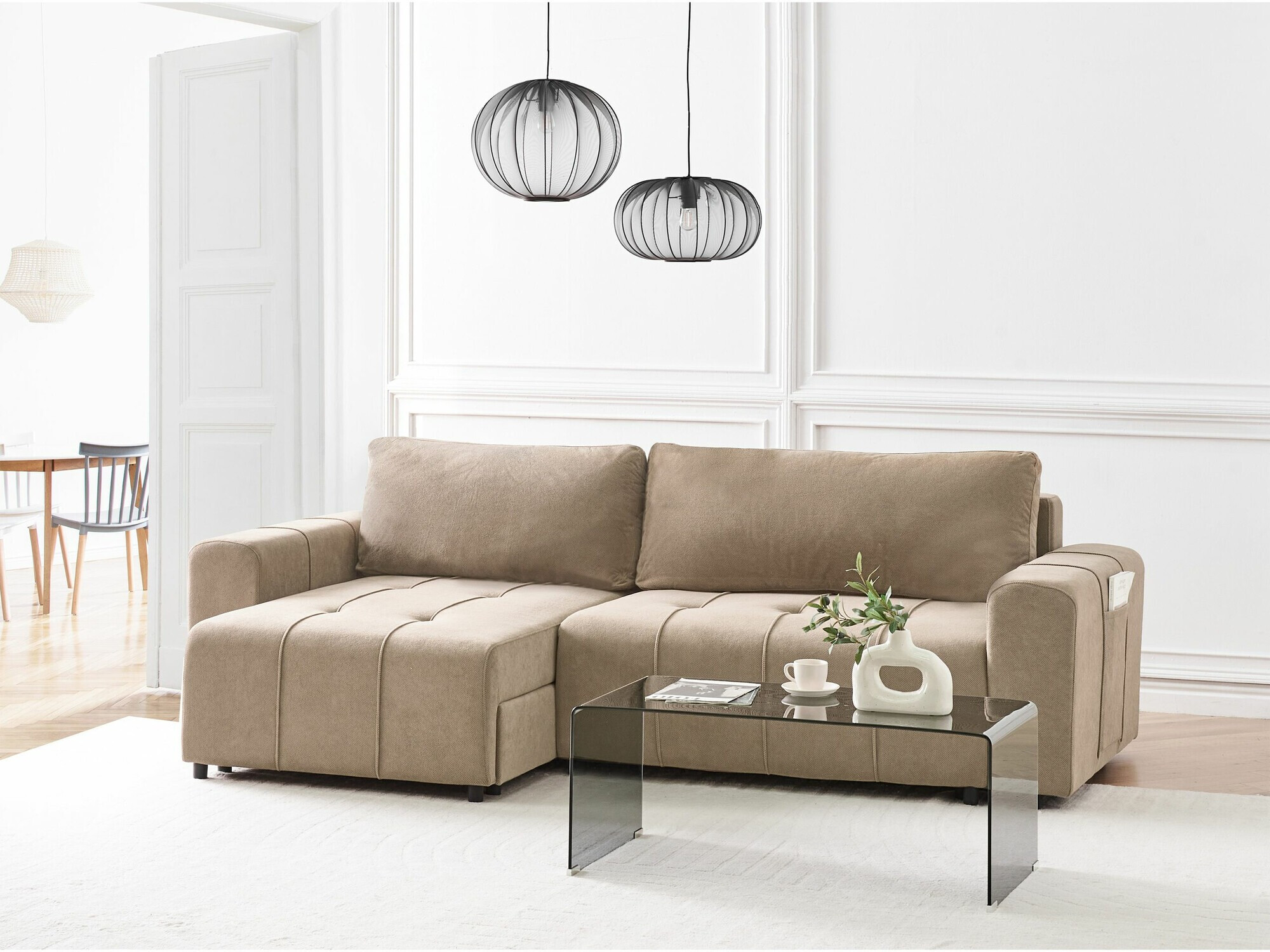 Ъглов диван Mirtivi 104 (Кафяв)