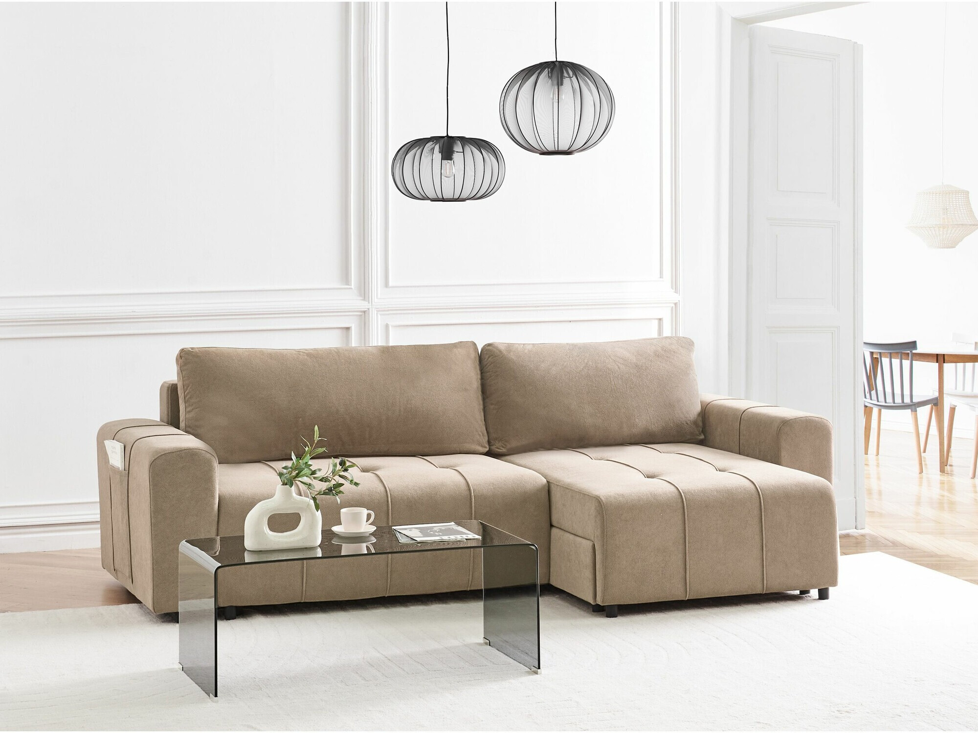 Ъглов диван Mirtivi 104 (Кафяв)