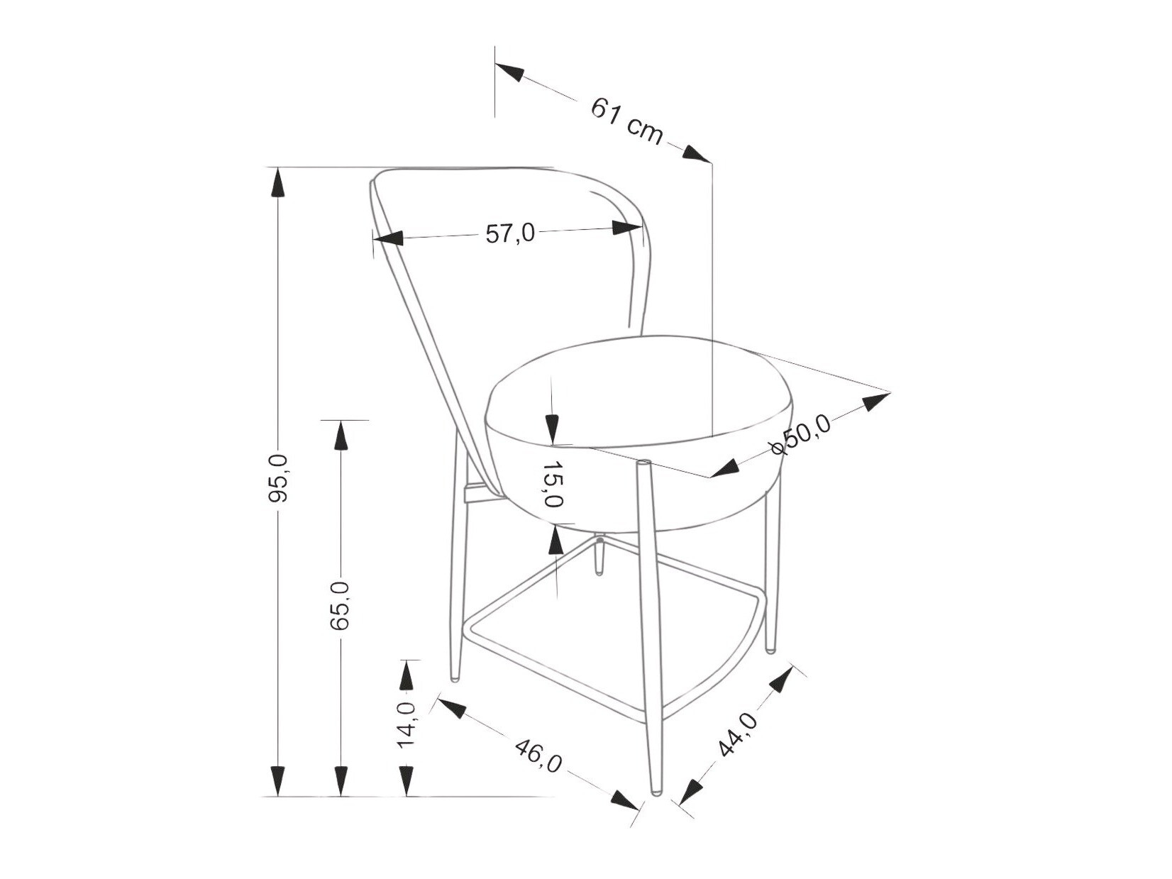Нисък бар стол Houston 1919 (Сив)