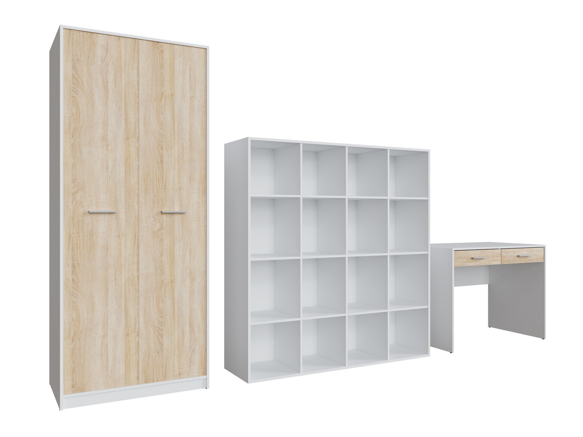 Комплект за домашен офис Novsore 166 (Бял + Сонома дъб)