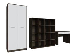 Комплект за домашен офис Novsore 166 (Тъмен дъб + Бял)