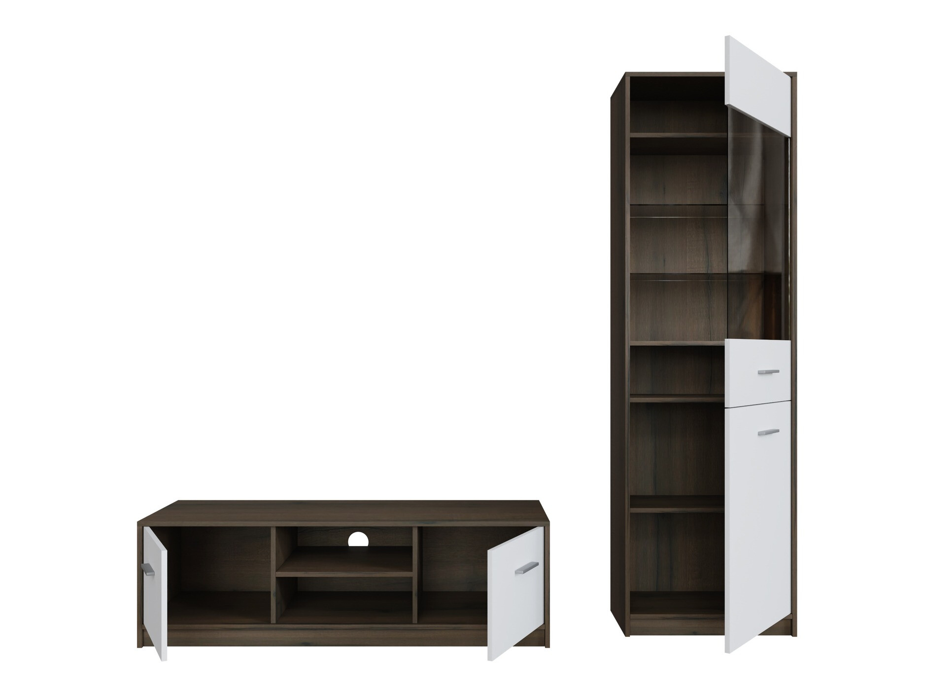 Комплект за хол Novsore 161 (Тъмен дъб + Бял)