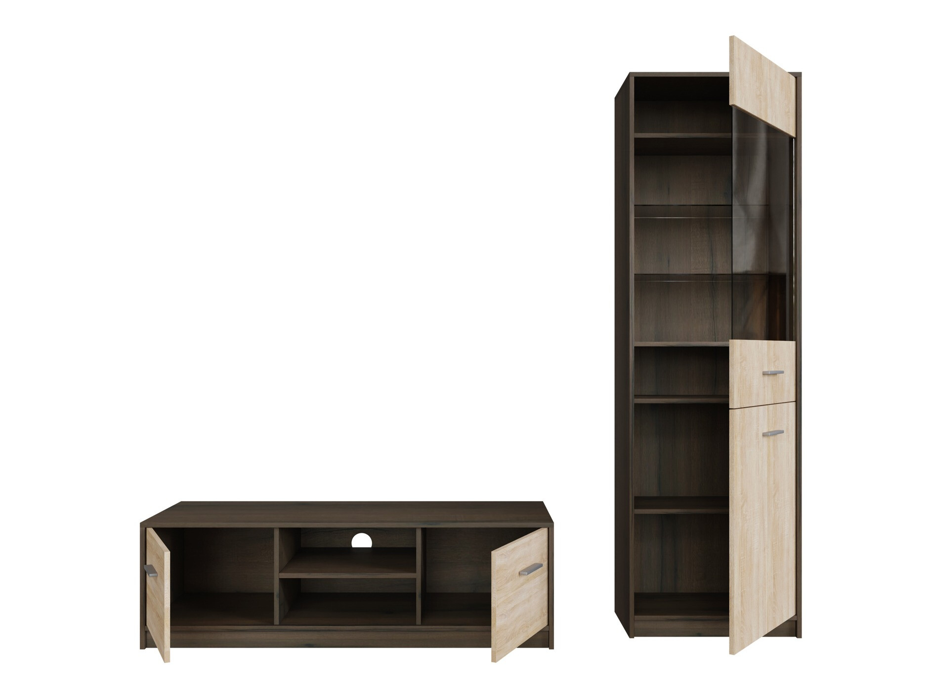 Комплект за хол Novsore 161 (Тъмен дъб + Сонома дъб)