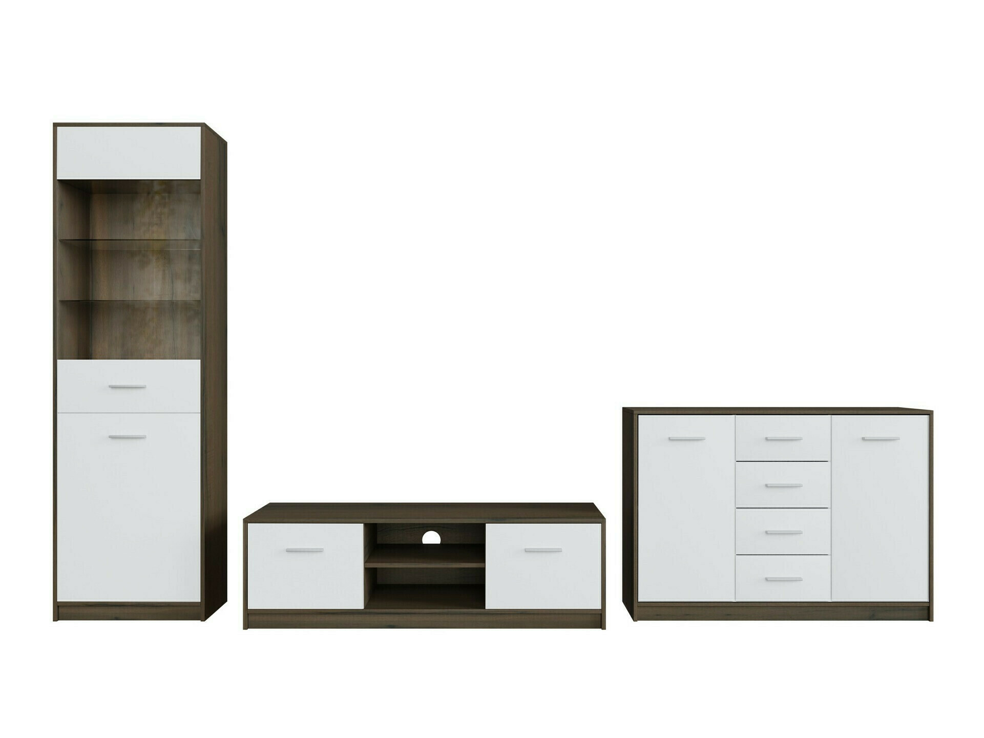 Комплект за хол Novsore 162 (Тъмен дъб + Бял)