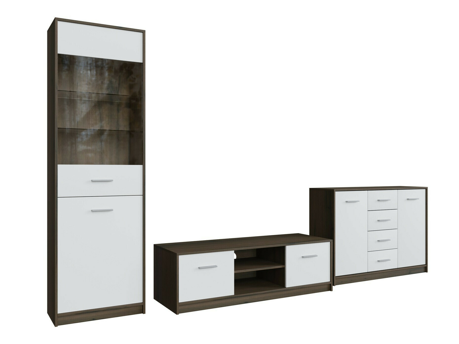 Комплект за хол Novsore 162 (Тъмен дъб + Бял)