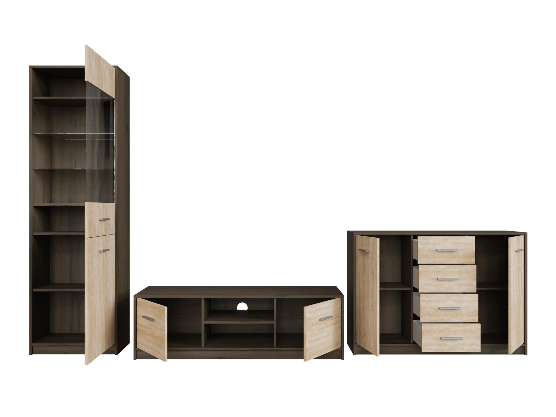 Комплект за хол Novsore 162 (Тъмен дъб + Сонома дъб)