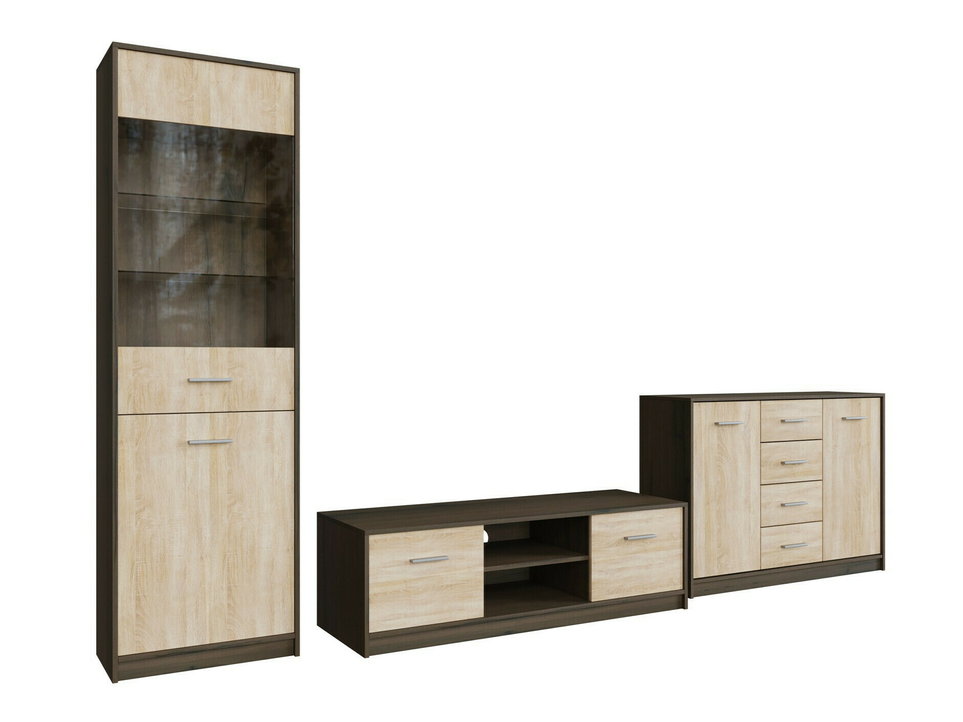 Комплект за хол Novsore 162 (Тъмен дъб + Сонома дъб)