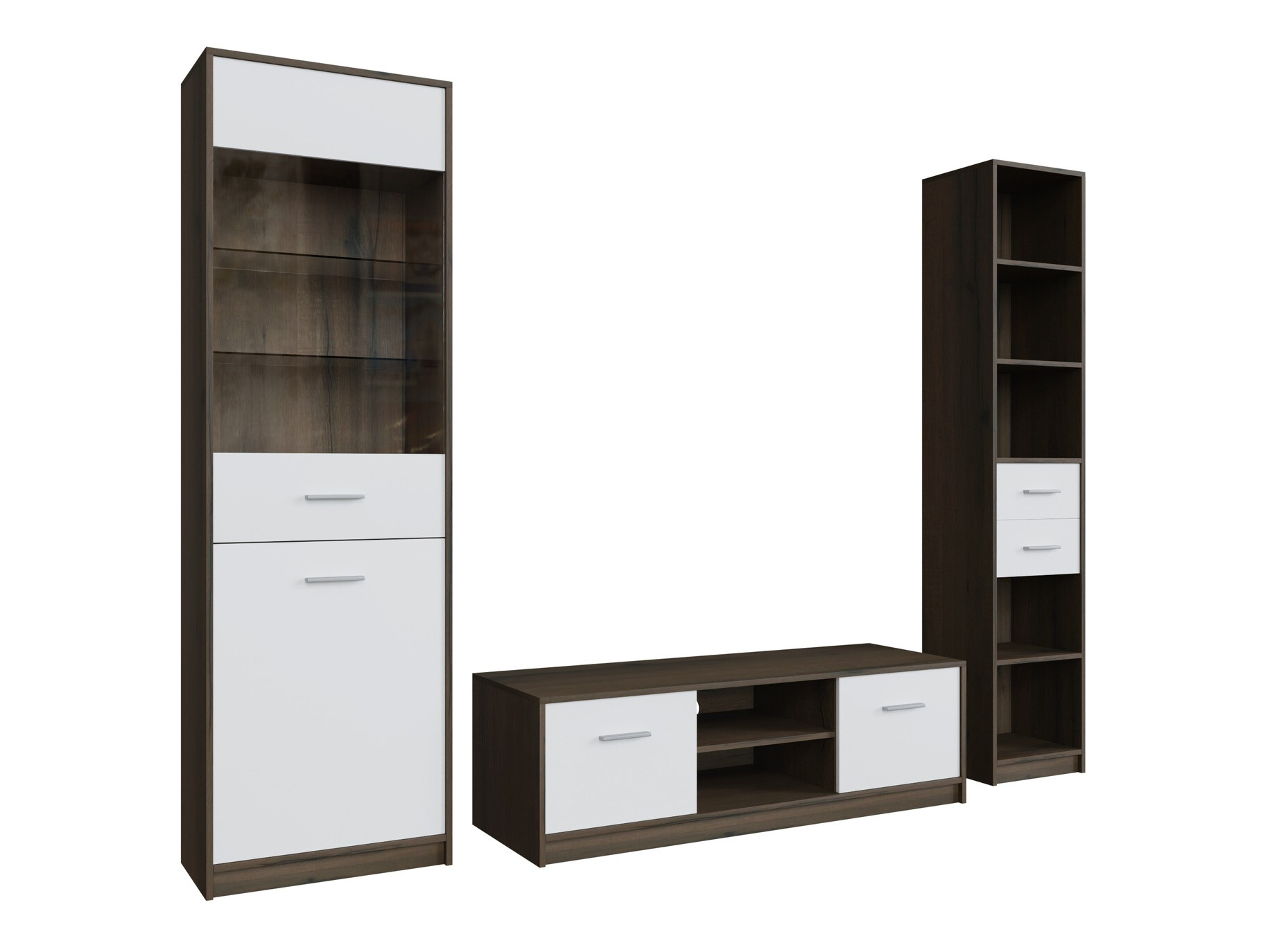 Комплект за хол Novsore 163 (Тъмен дъб + Бял)