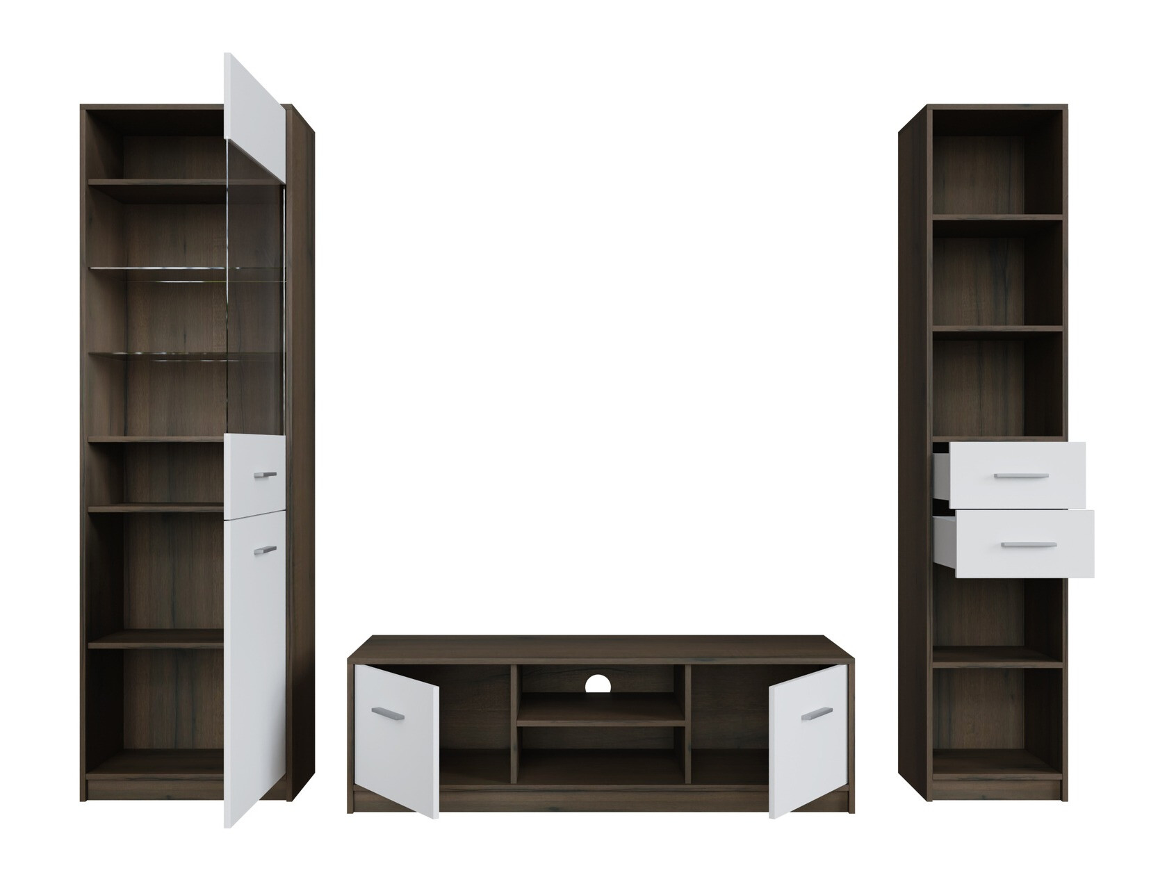 Комплект за хол Novsore 163 (Тъмен дъб + Бял)