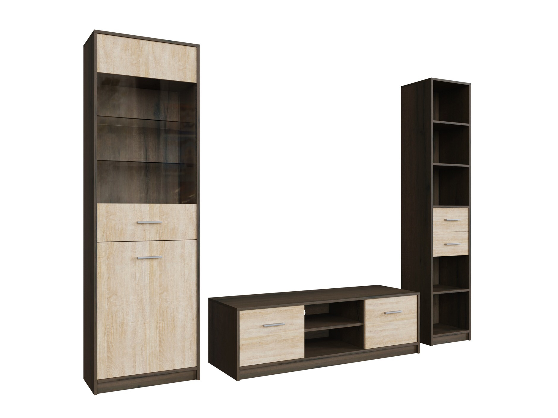 Комплект за хол Novsore 163 (Тъмен дъб + Сонома дъб)