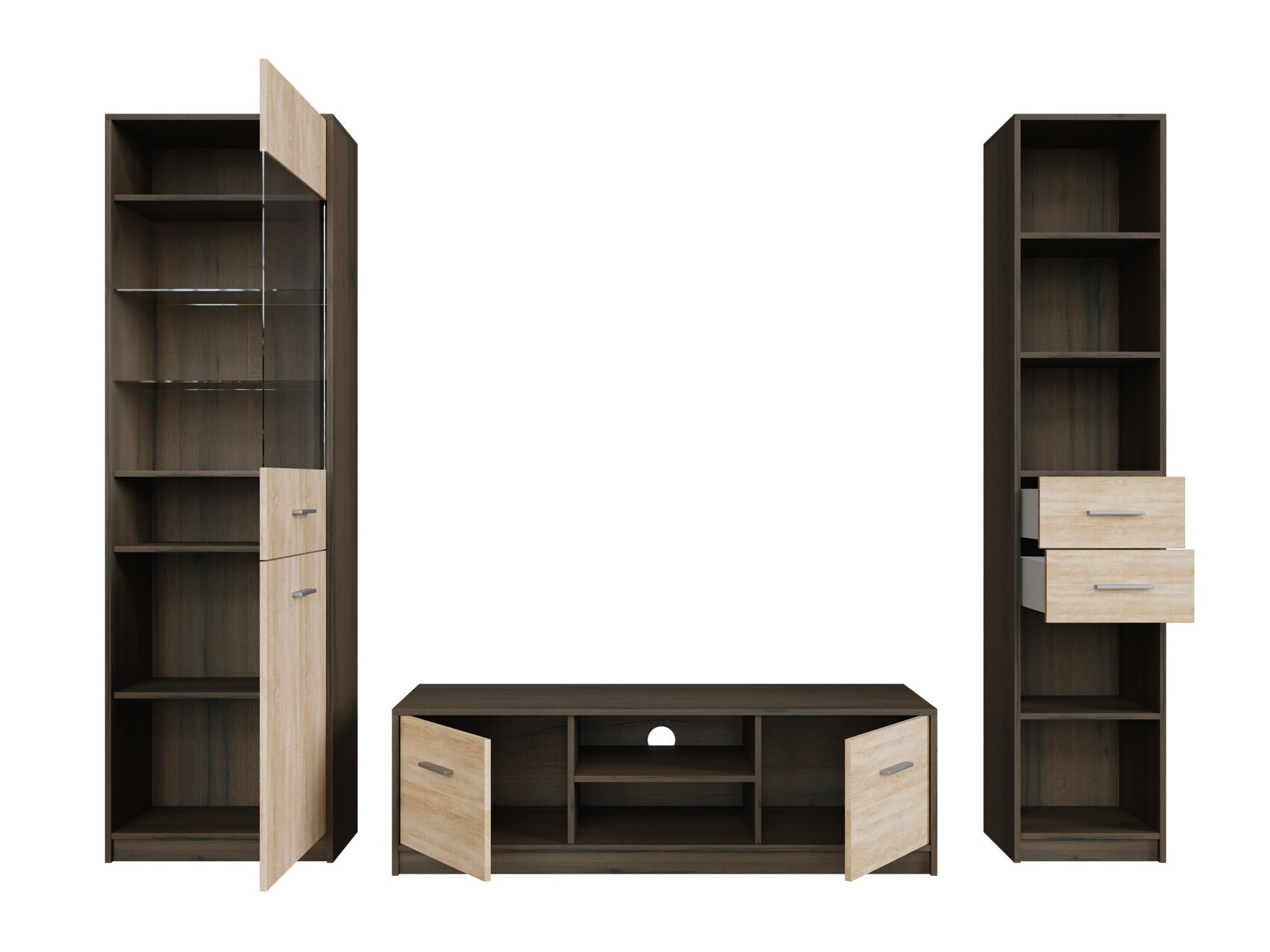 Комплект за хол Novsore 163 (Тъмен дъб + Сонома дъб)