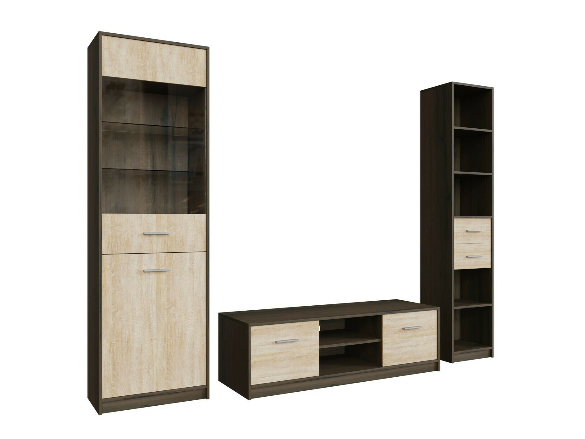 Комплект за хол Novsore 163 (Тъмен дъб + Сонома дъб)