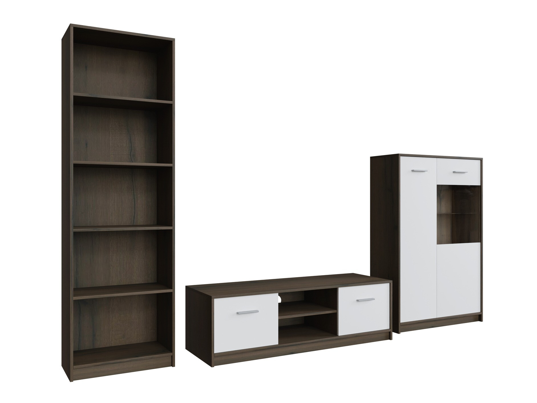 Комплект за хол Novsore 164 (Тъмен дъб + Бял)