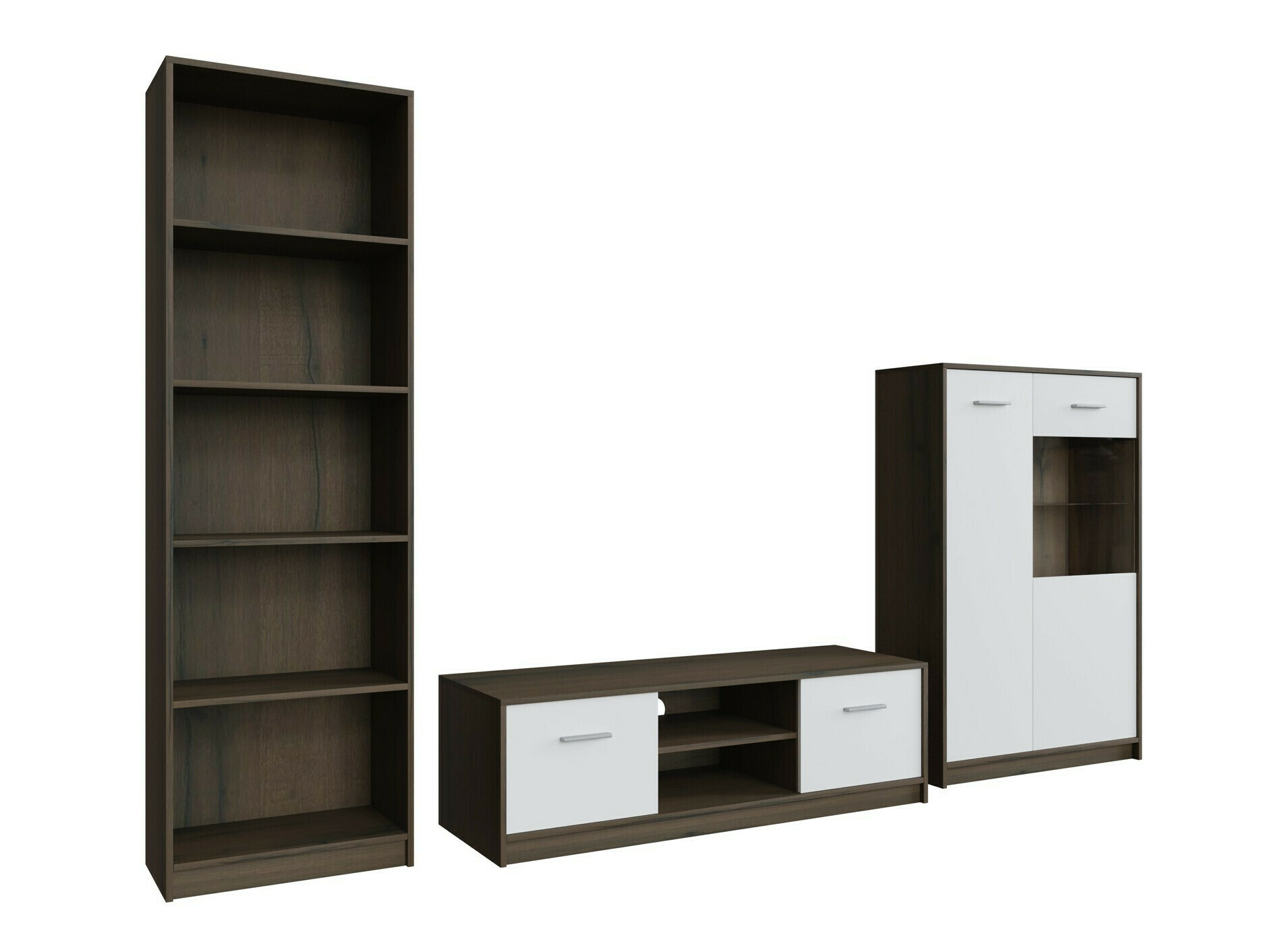 Комплект за хол Novsore 164 (Тъмен дъб + Бял)