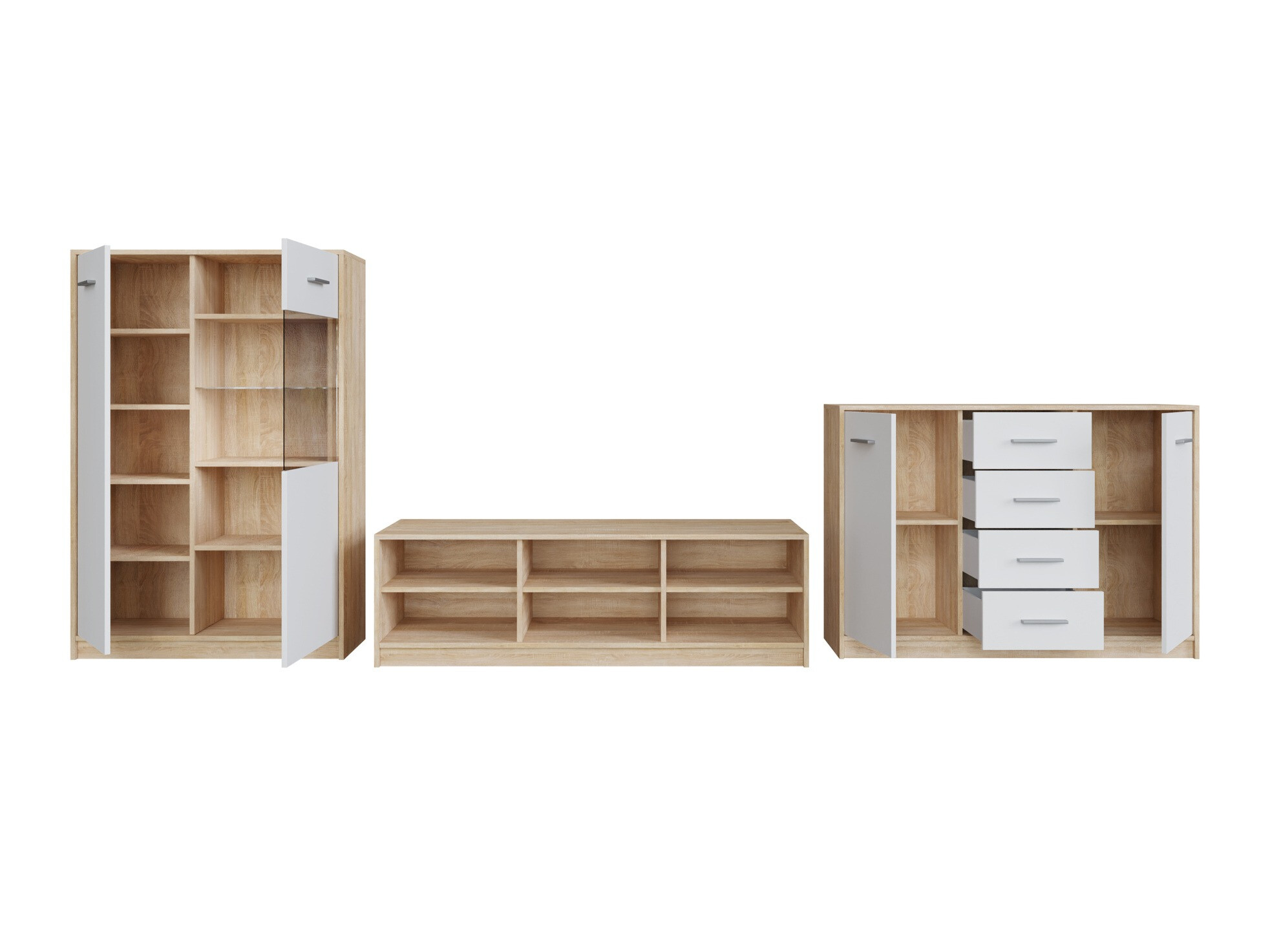 Комплект за хол Novsore 165 (Сонома дъб + Бял)