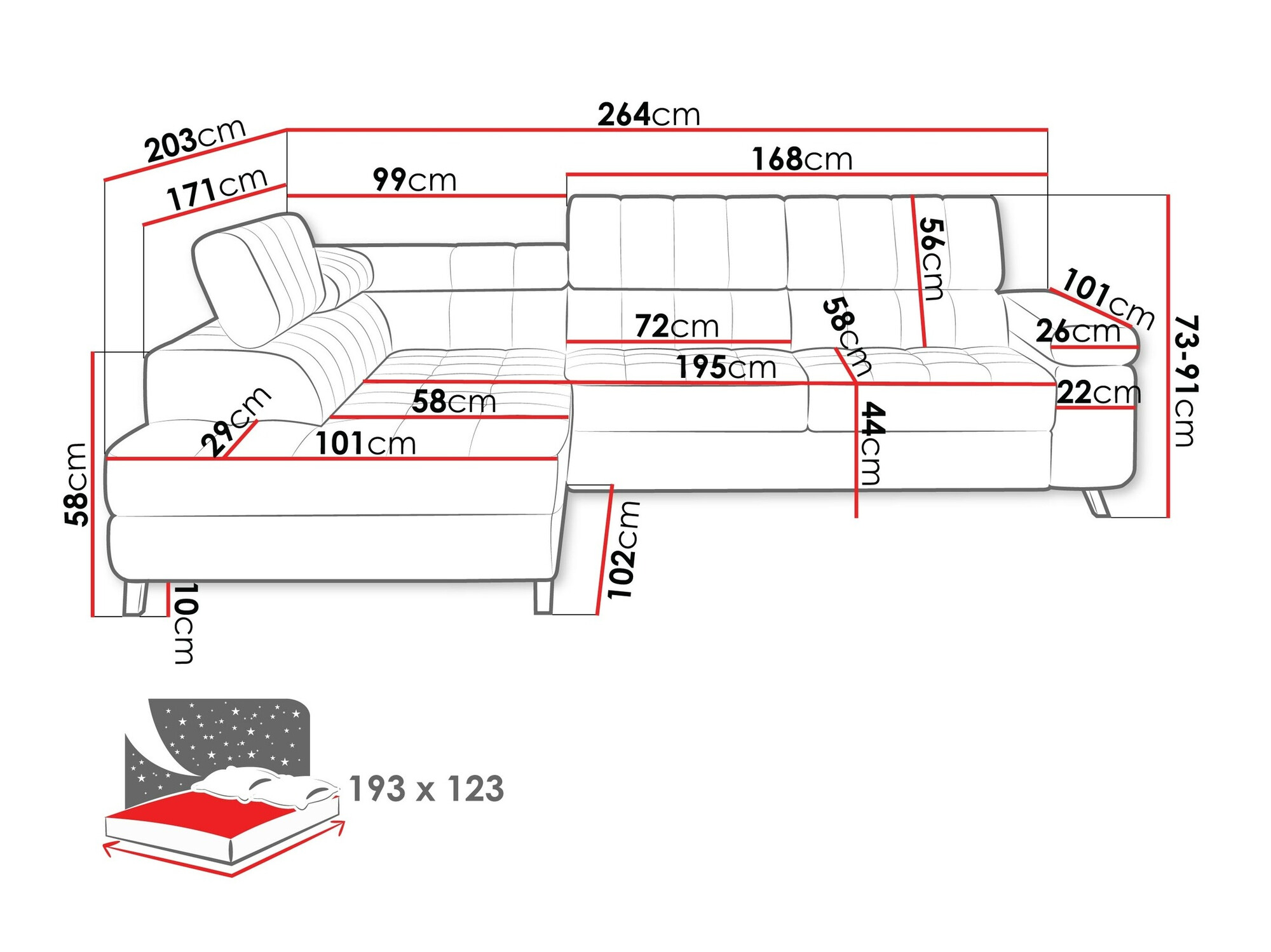 Ъглов диван Comfivo 207 (Boucle Abriamo 10)