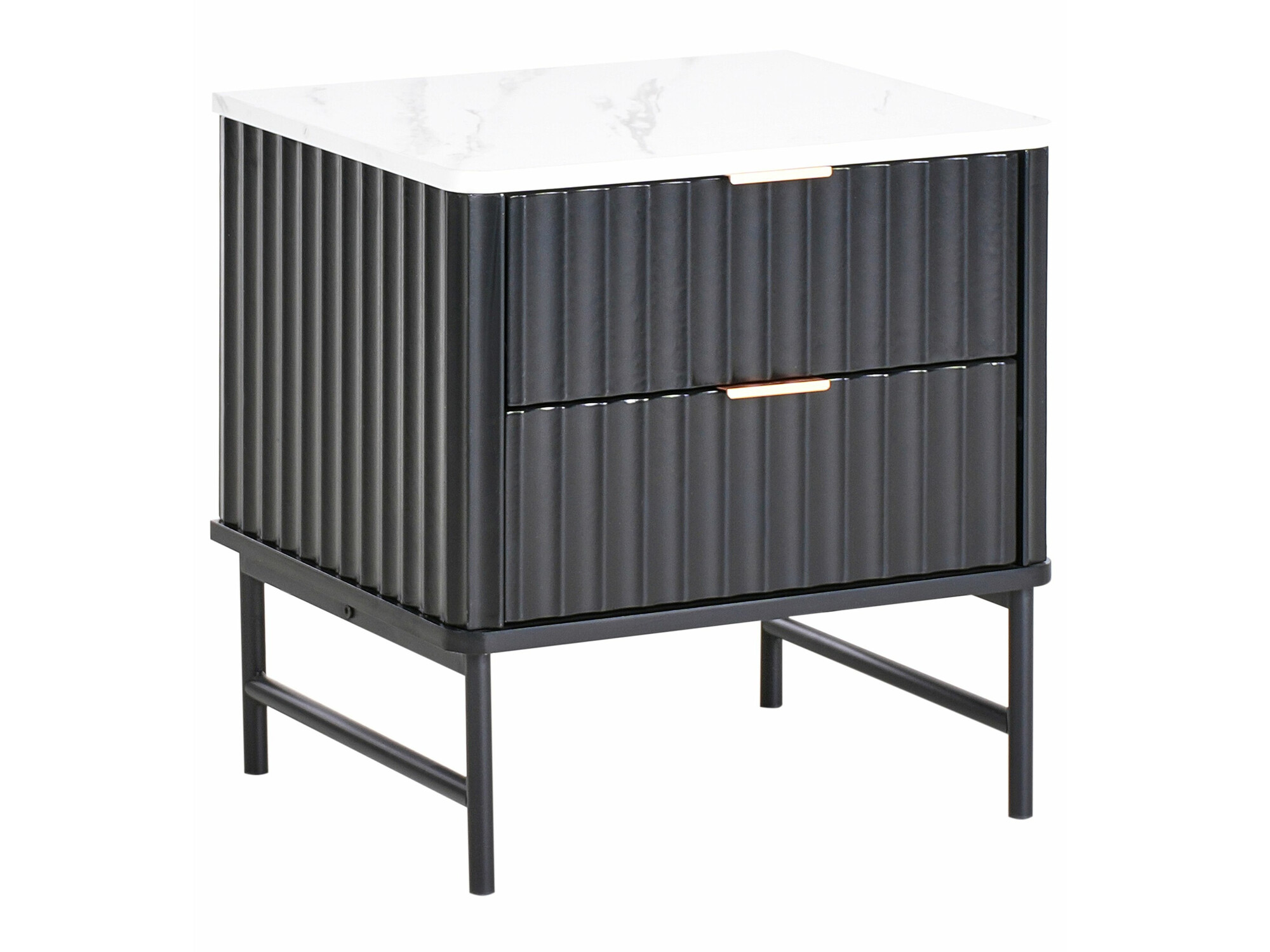 Нощно шкафче Berwyn 2578 (Черен + Бял мрамор)