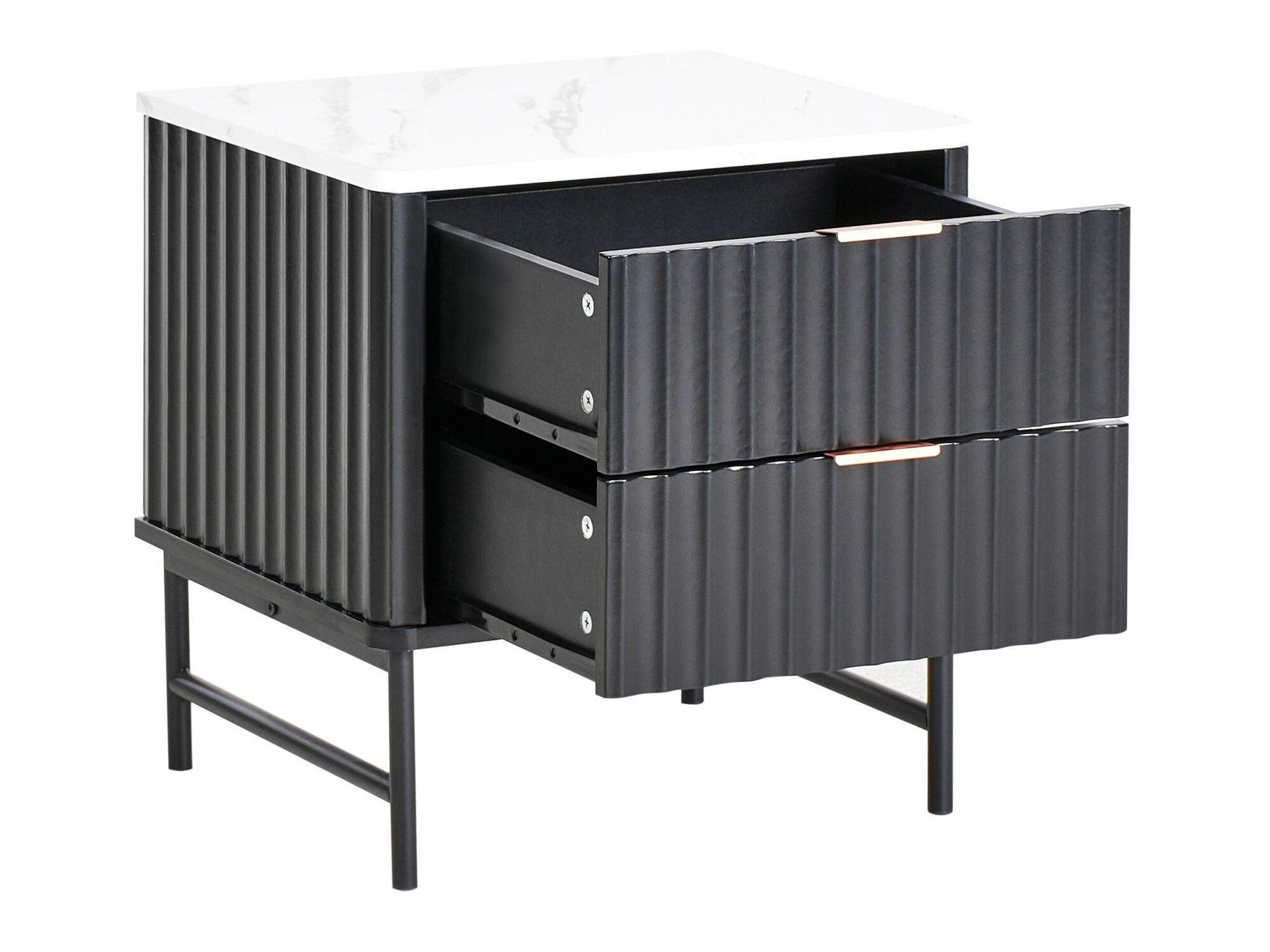 Нощно шкафче Berwyn 2578 (Черен + Бял мрамор)