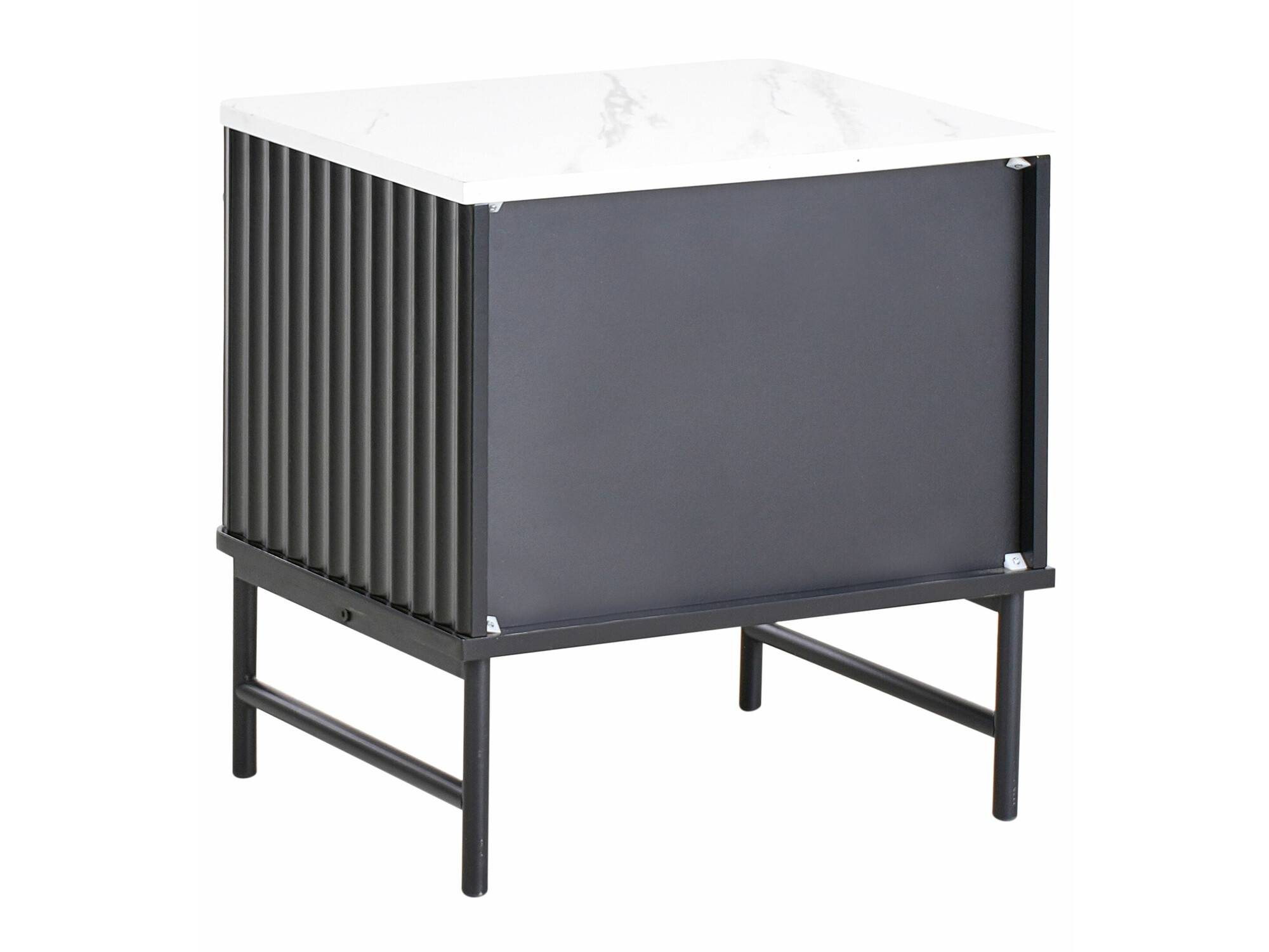 Нощно шкафче Berwyn 2578 (Черен + Бял мрамор)