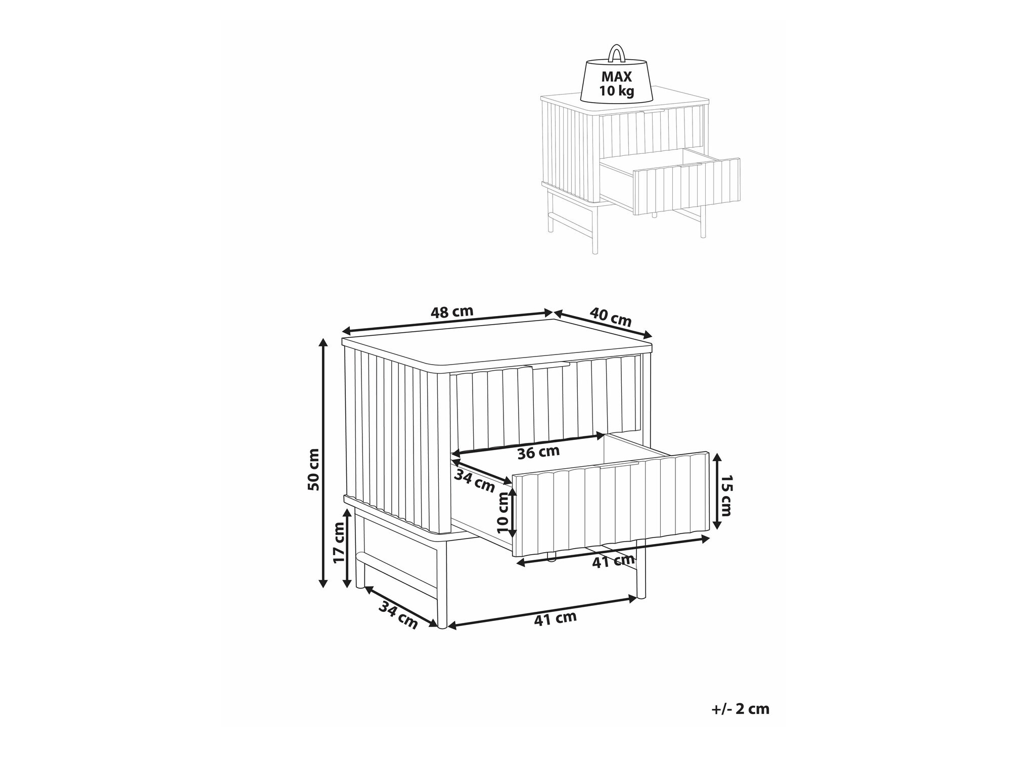 Нощно шкафче Berwyn 2578 (Черен + Бял мрамор)