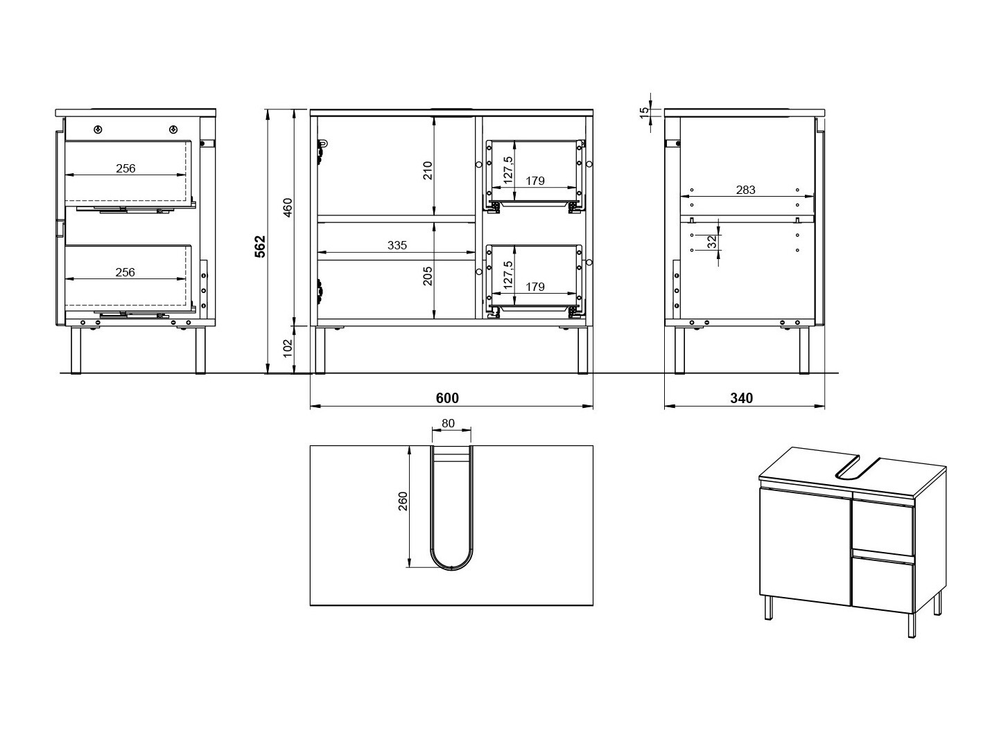 Стоящ шкаф за баня за мивка Talmira 103 (Кашмир)