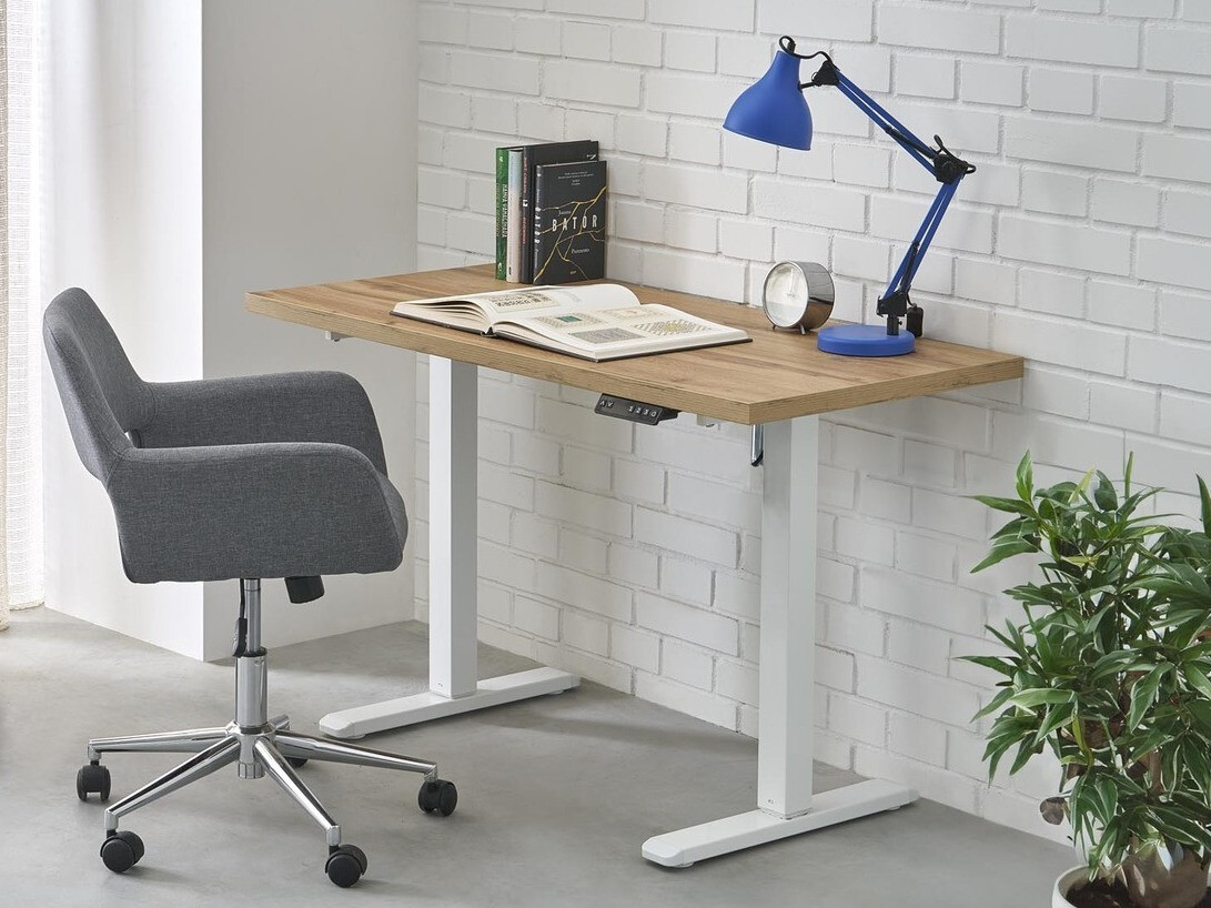 Офис бюро с регулируема височина Houston 1942 (Artisan дъб + Бял)