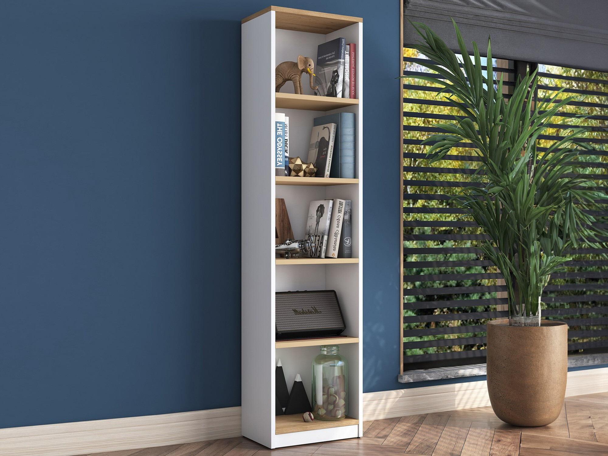 Етажерка Kailua 2474 (Бял + Орех)