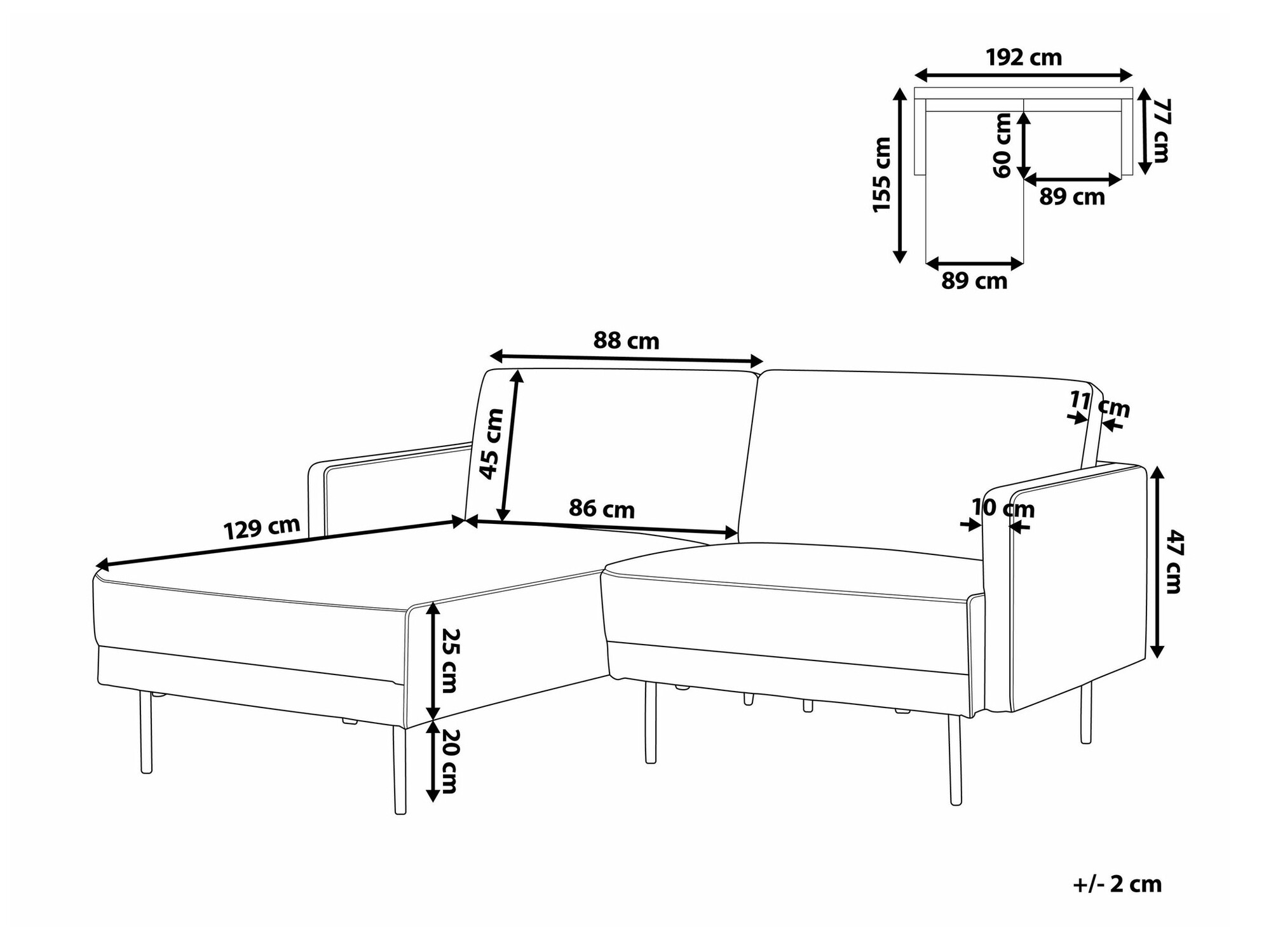 Ъглов диван Salmono 101 (Черен)